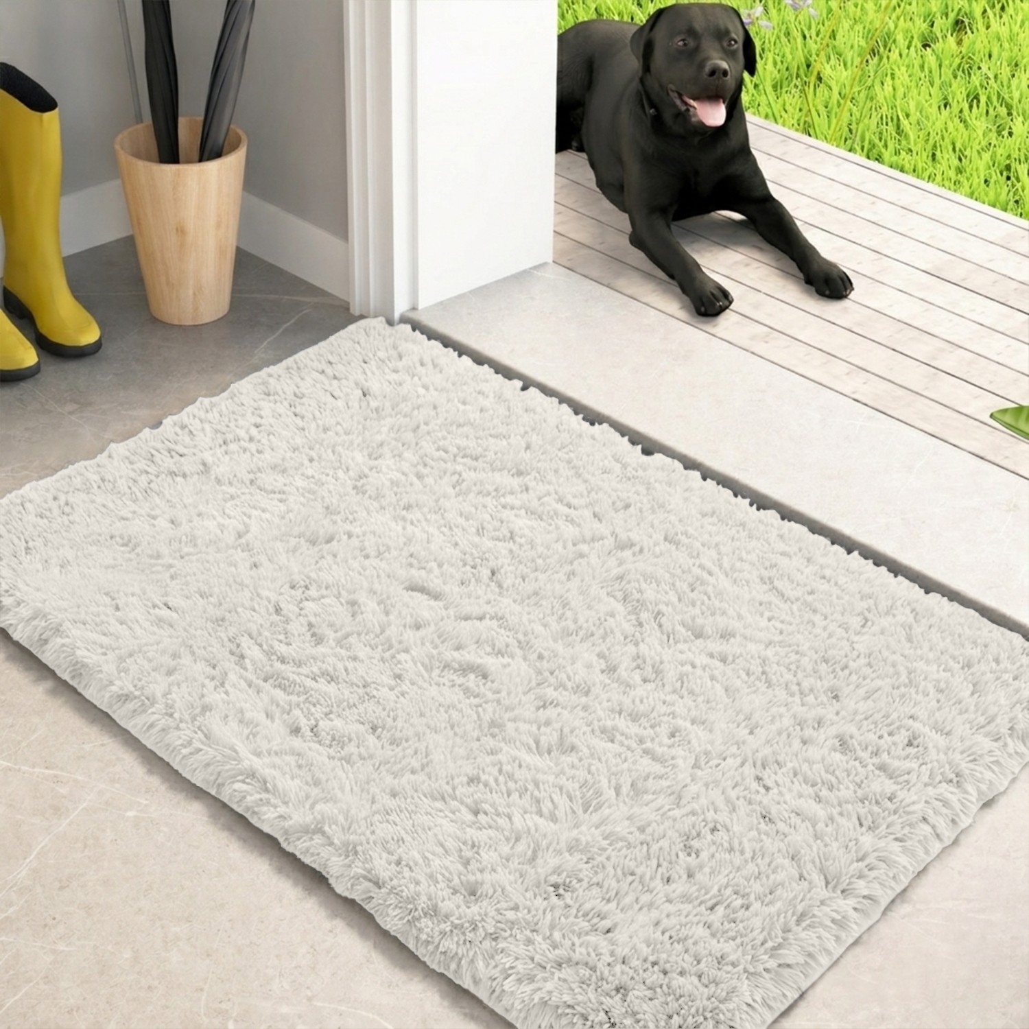 Anti Slip Shaggy Rug Fluffy Entrance Door Mat Dirt Trapper Rugs Washable Carpet