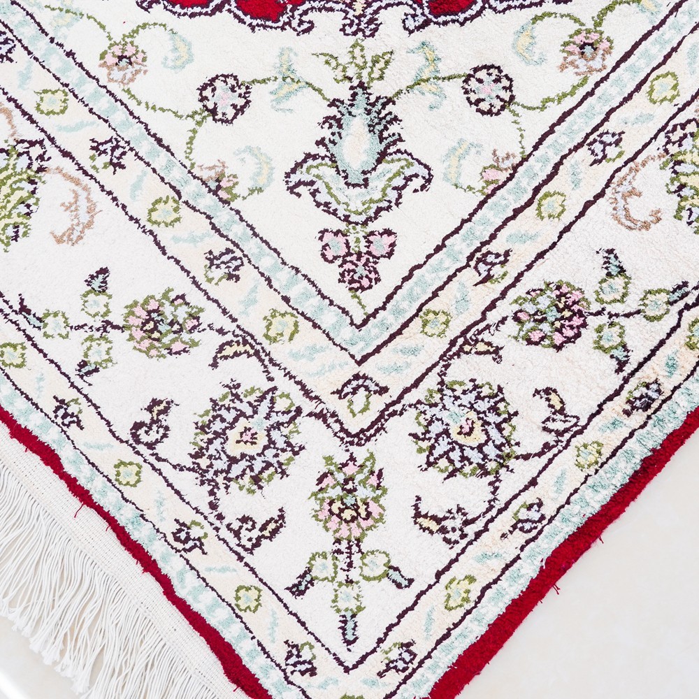 Zhiyi 4x6ft Handmade Silk Area Rug Red Oriental Handcraft Carpet Corner 282C