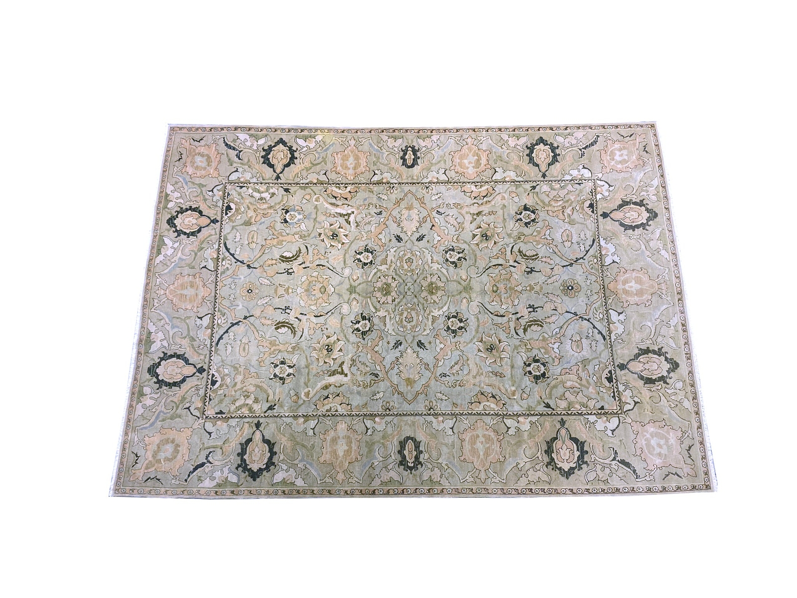10′ x 14′ Light Mint Green Handmade Chobi Peshawar Handmade Rug # F-6525
