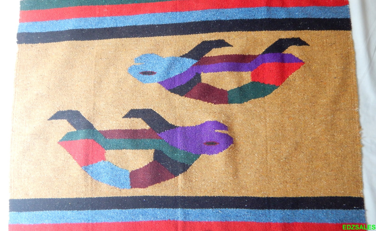 Vintage South/Central American Flatwoven Sea Turtle Rug