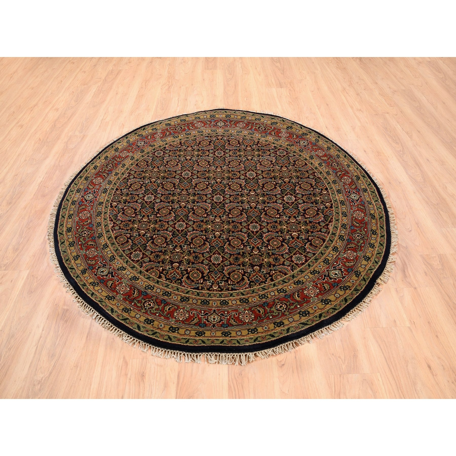 5’9″ x 5’9″ Round Blue All Over Herrita Design Hand Knotted Wool Rug R62349