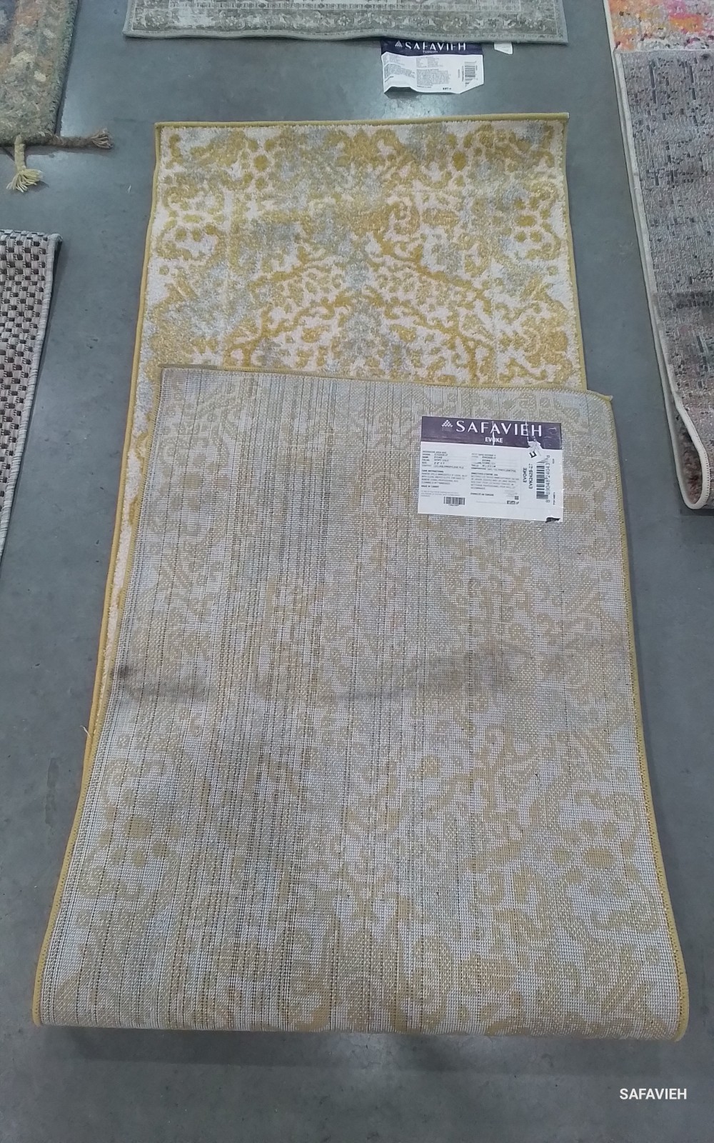 IVORY / GOLD 2′-2″ x 7′-0″ Stained Rug, Reduced Price 1172778152 EVK242S-27