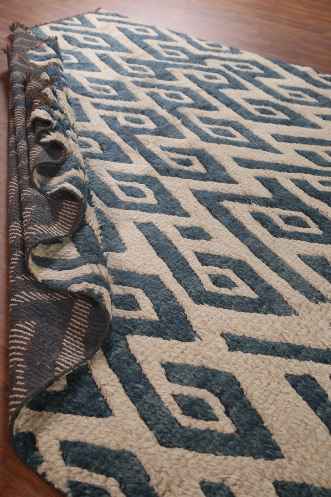 Statement Luxury Geometric Hand-Knotted Moroccan Indian Rug Modern Decor 9×11 ft