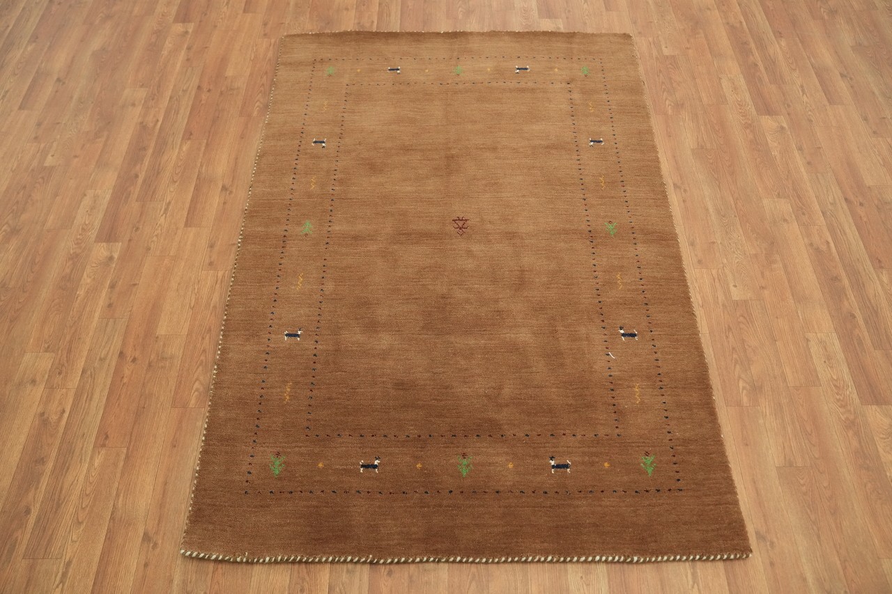Luxury Brown 4×6 Minimal Texture Hand-Knotted Wool Area Rug