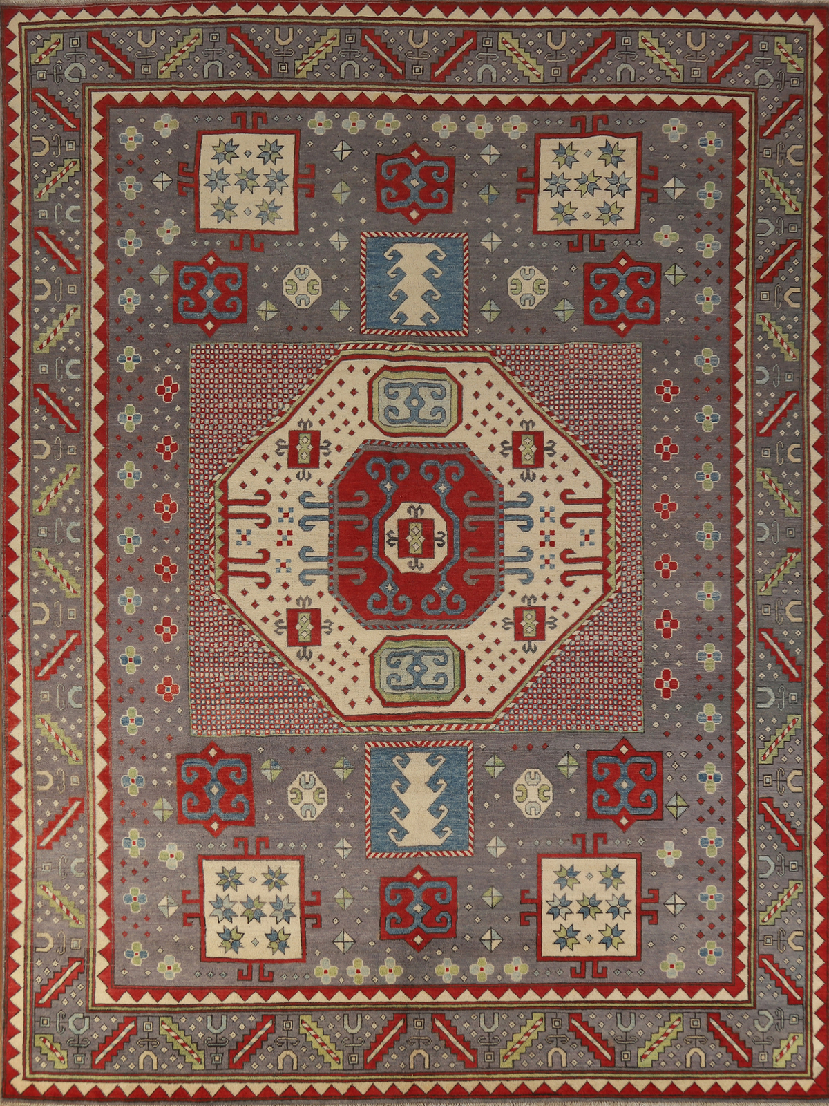 Vegetable Dye Kazak Rug Wool Art Rich Colors, Cultural Heritage 8×10 ft