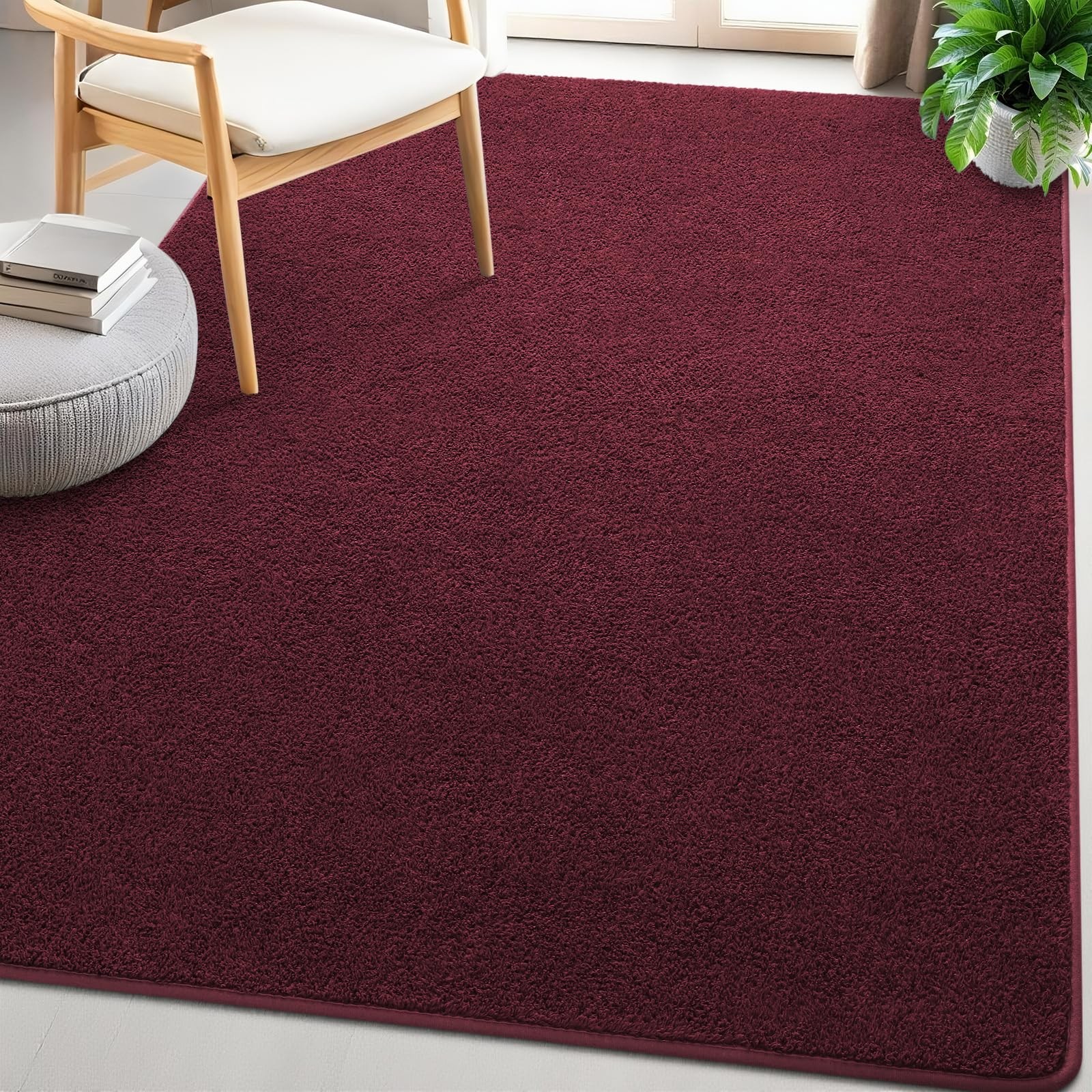 1 PCS 4×6 Ft Red Black Area Rug Bedroom Washable Memory Foam Living Room Mat