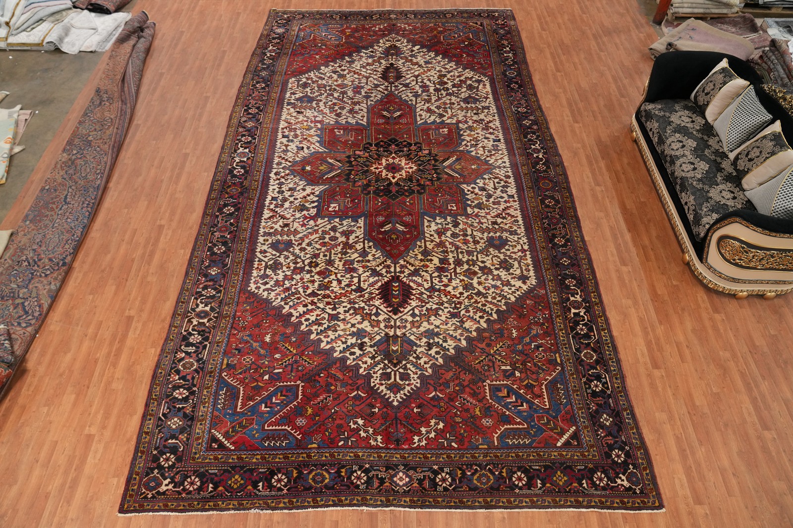 Ivory Vegetable Dye Traditional Style Palace Size Rug 11×21 ft Had-knotted Wool