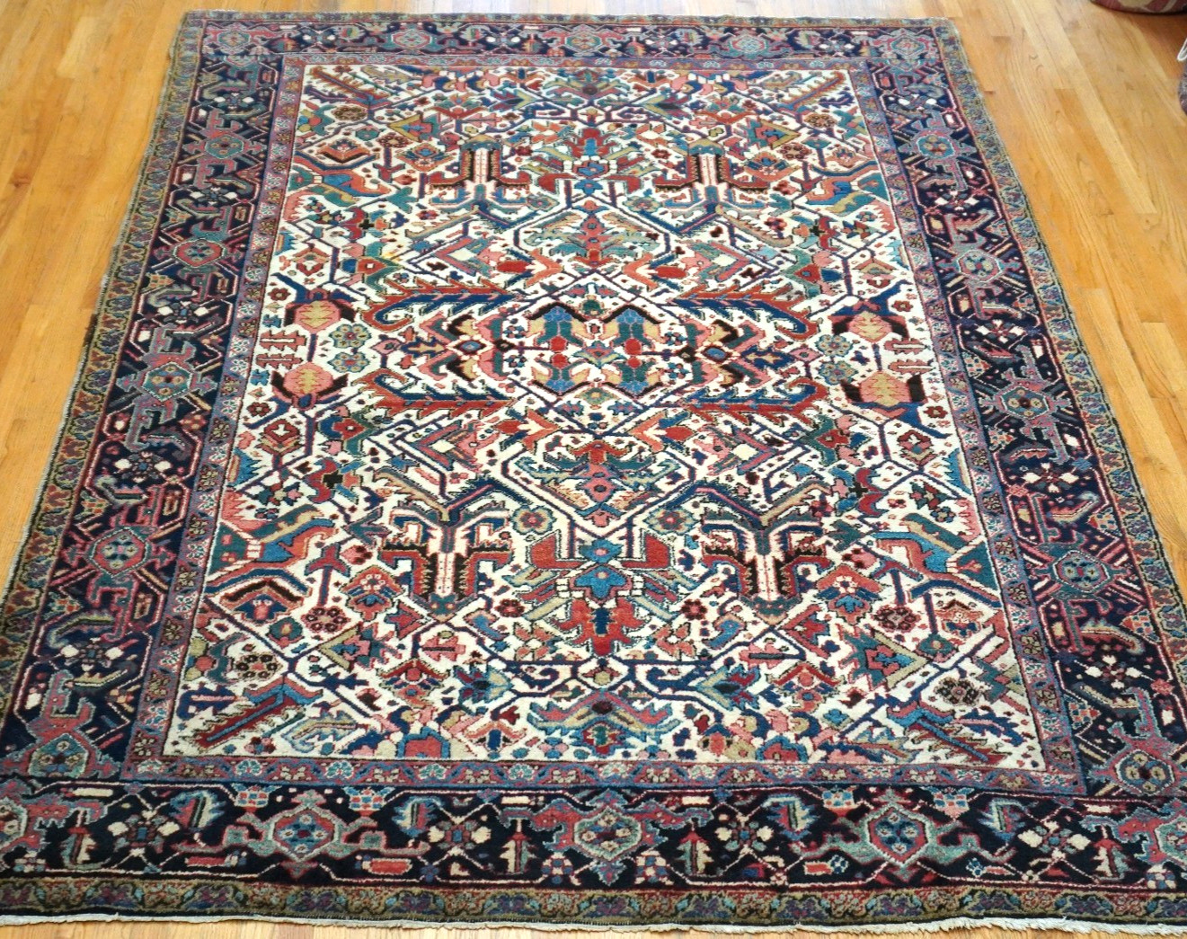 Antique Herizz Serapii Hand Knotted Wool Oriental Rug 7’5″ x 9’8″ Excellent