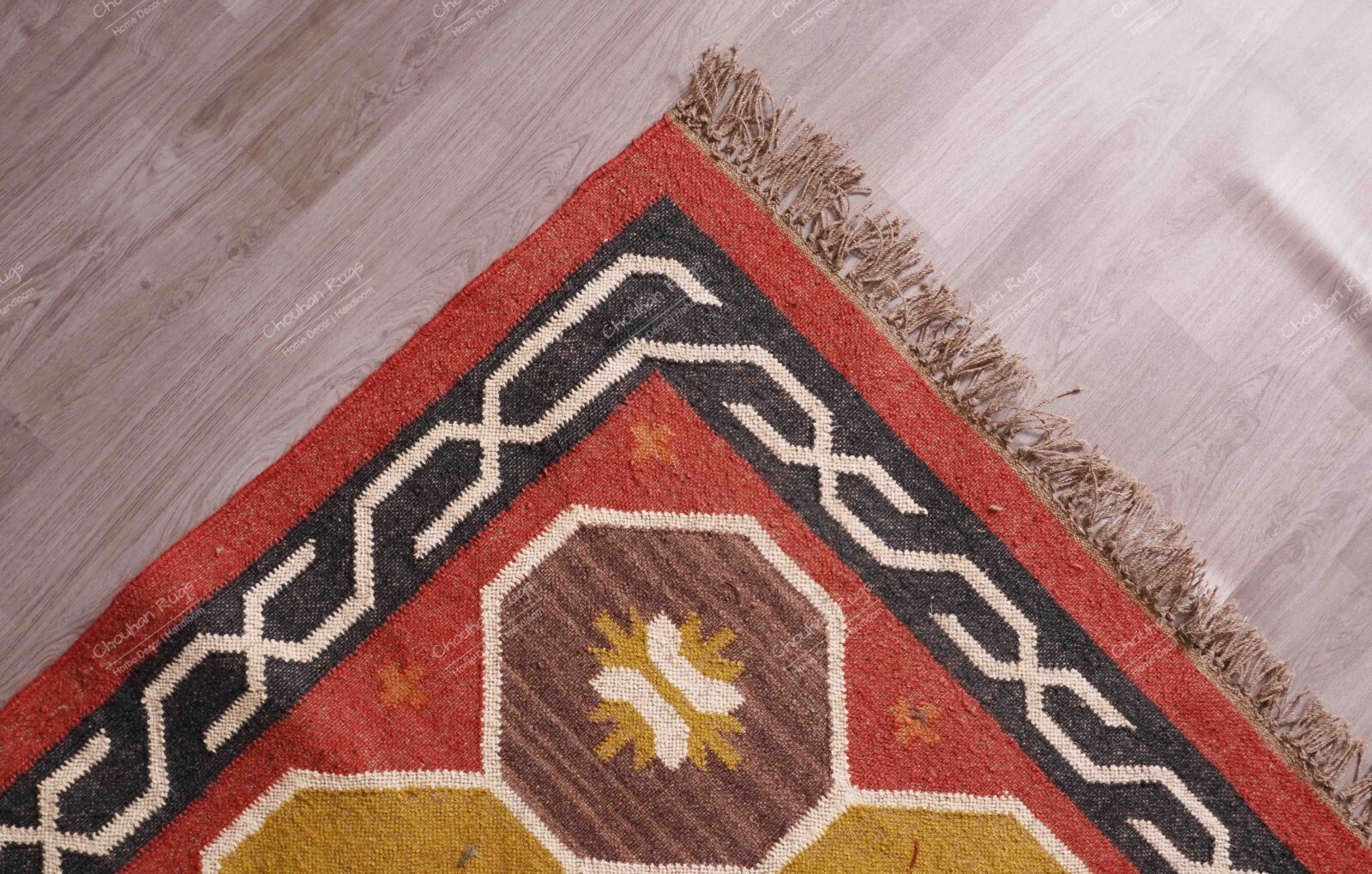 Indian Hand Woven Natural Fiber Wool Jute Modern Flatweave Kilim Jute Area Rugs