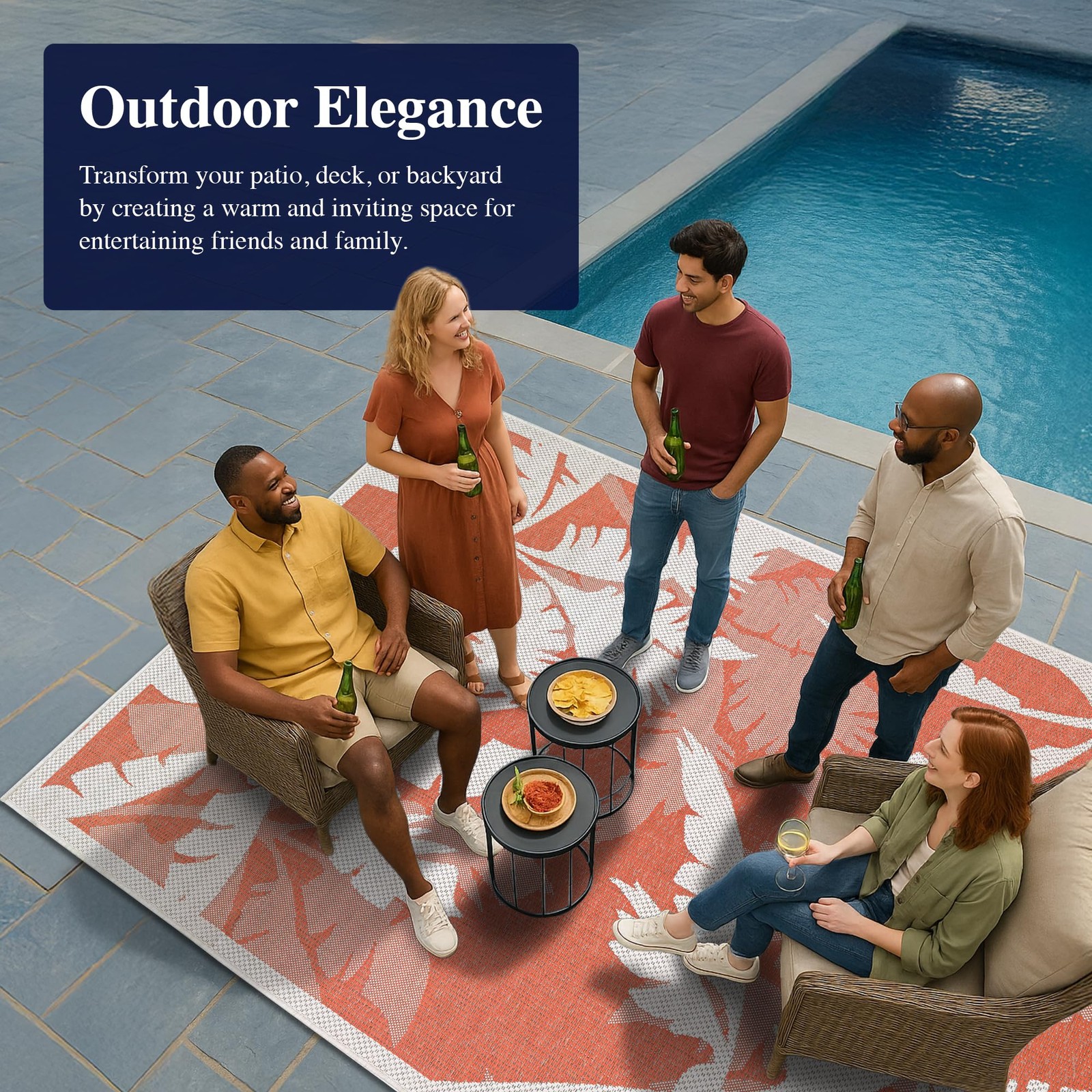 Couristan Monaco Indoor Outdoor Area Rug Flora 39 X 55 In Ivory Hose Washable