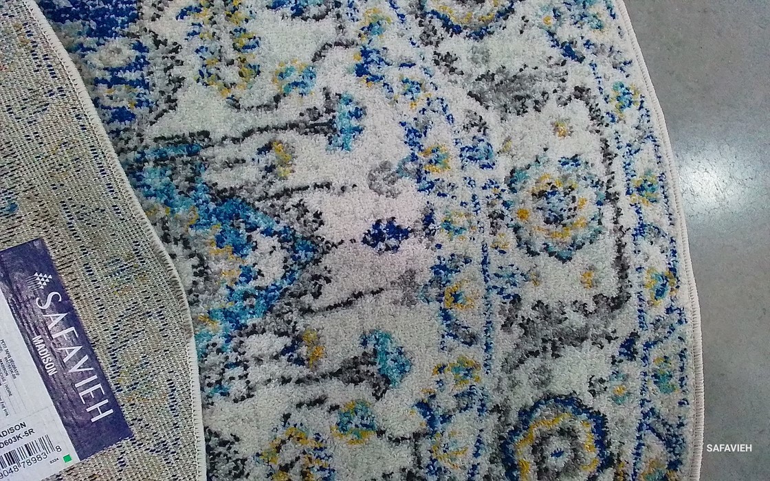 TURQUOISE/IVORY 5′-3″ x 5′-3″ Back Stain Rug Reduced Price 1172806436 MAD603K-5R