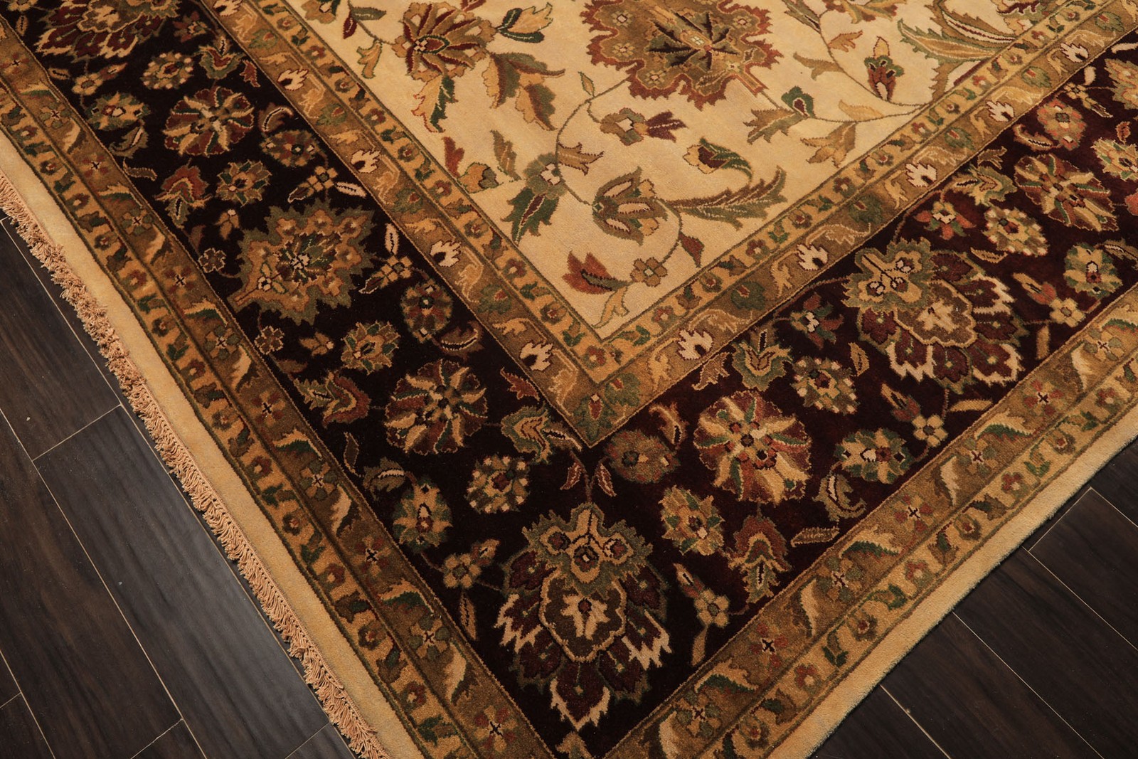 11’9”x17’10” Hand Knotted Wool Beige, Maroon Agra Botanical Kalaty Rug
