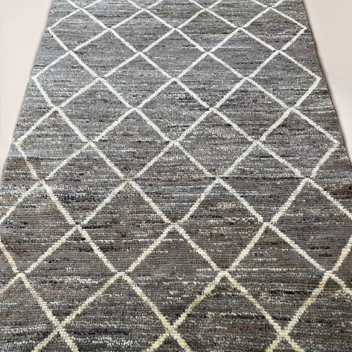 Unique Beni Ourain rug – New Berber design Hand-Knotted Moroccan wool 8X10,9X12