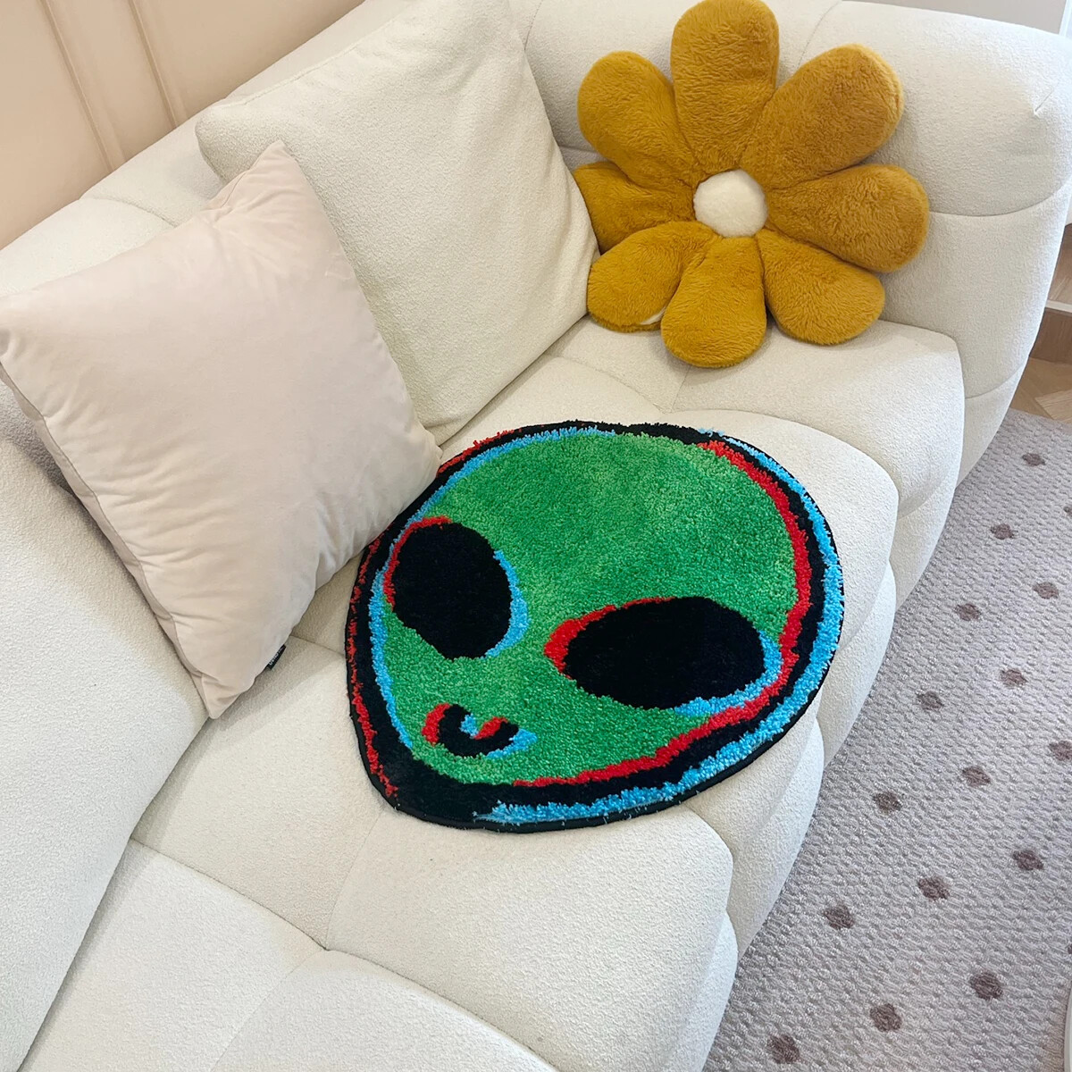 Green Alien – Non-slip Floor Mats – Fluffy Runner Rug for all Rooms