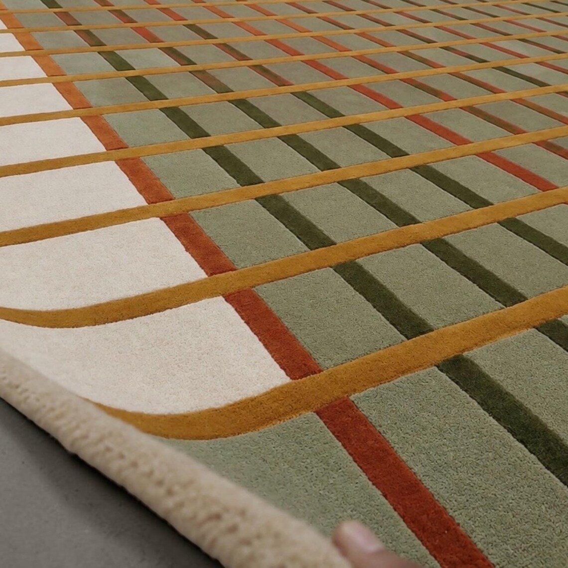 Hand Tufted Geometric Wool Rug: Modern Abstract Scandinavian Designer Carpet