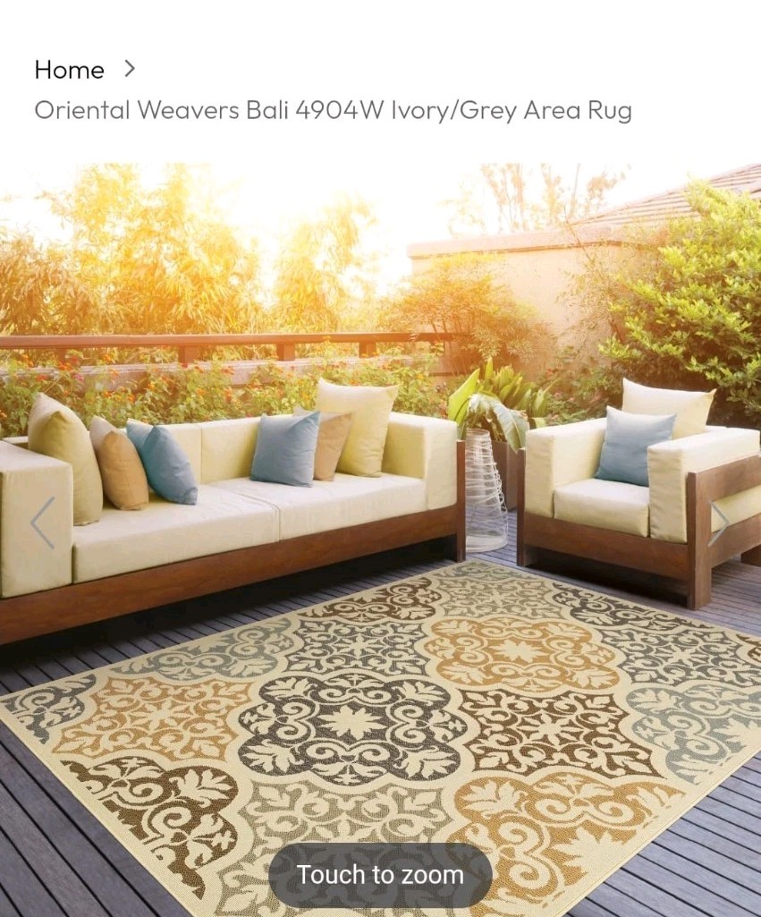 Oriental Weavers BALI Indoor/Outdoor Area Rug 4904W, Ivory Design, Brand New