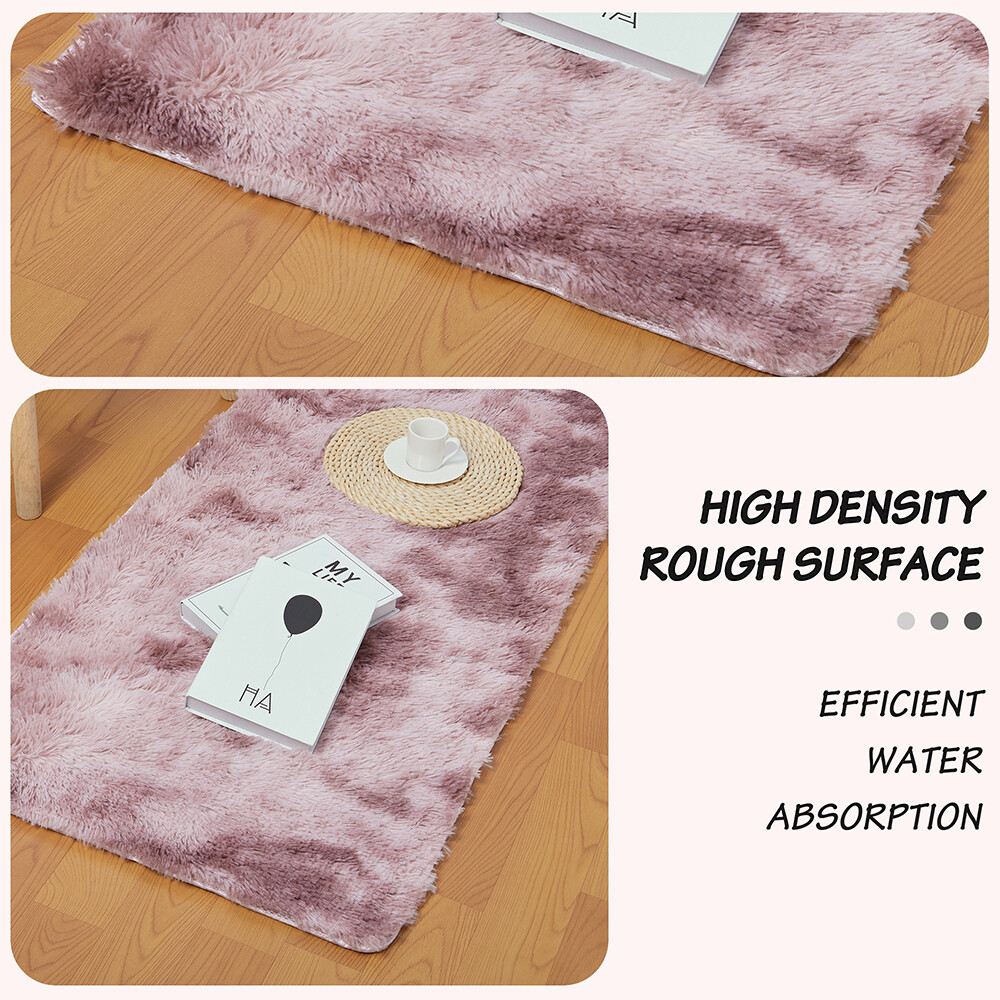 Rainbow Carpet Fluffy Rugs Tie Dyeing Shaggy Area Rug Anti-Slip Carpets Floor US