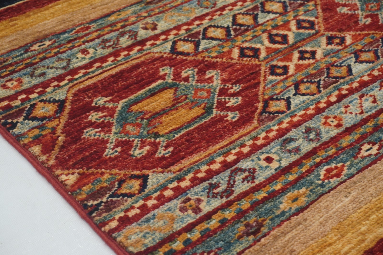 3×3 ft Multicolor Khorjin Afghan Hand Knotted Wool Tribal Small Square Rug