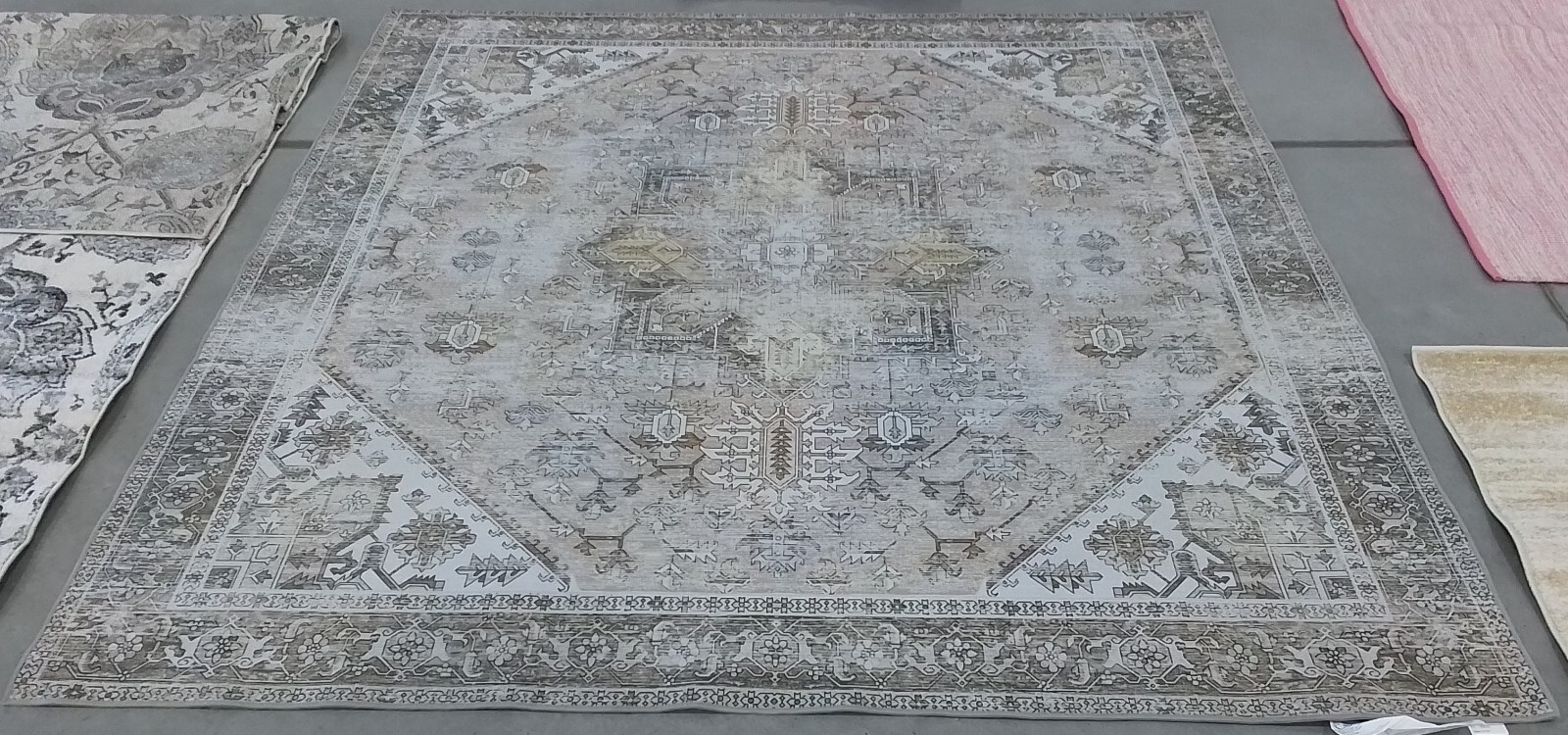 BEIGE / GREY 7′-0″ x 7′-0″ Flaw in Rug, Reduced Price 1172770509 TSN102B-7SQ
