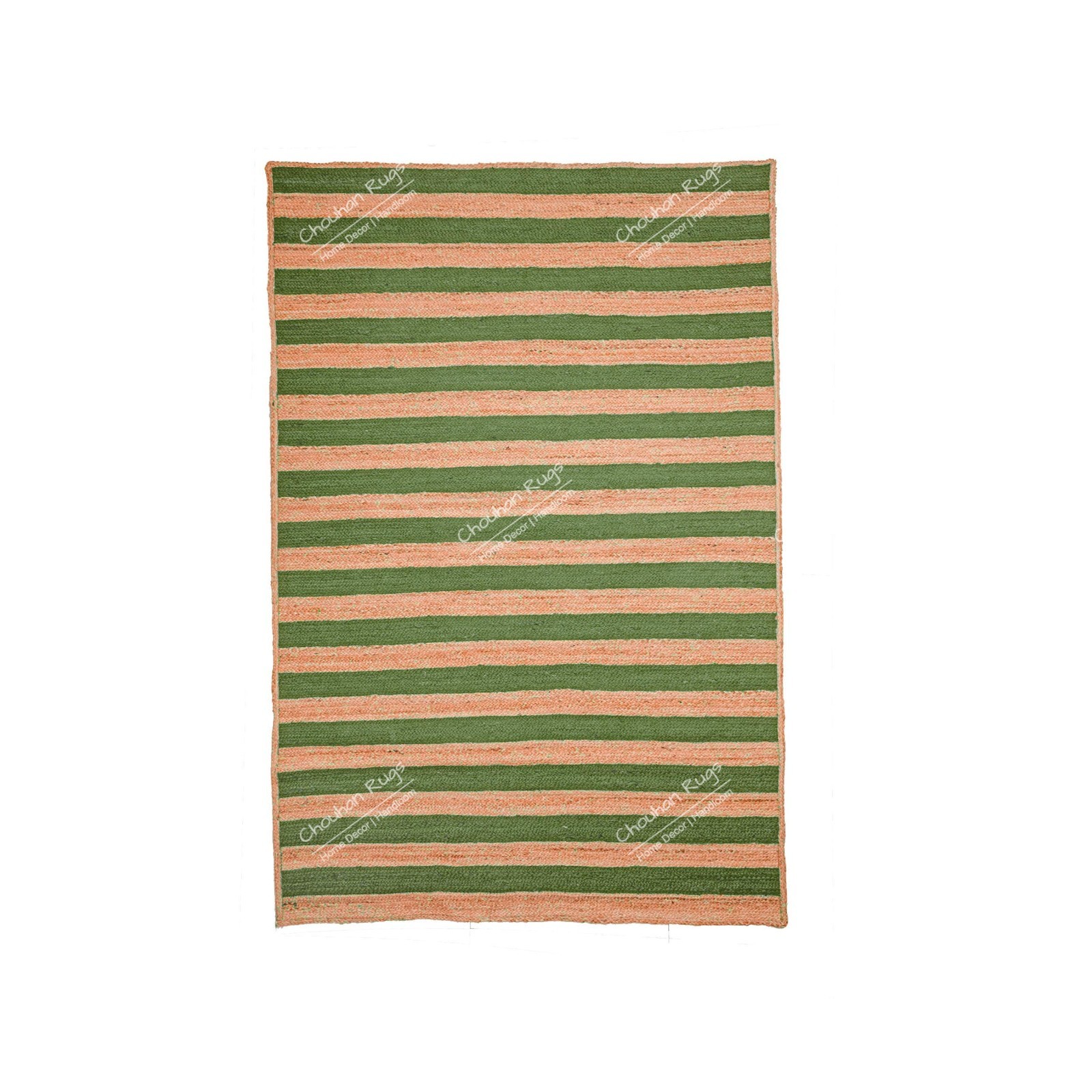 Natural With Dark Green Stripes Jute rug home and living Eco Friendly rug