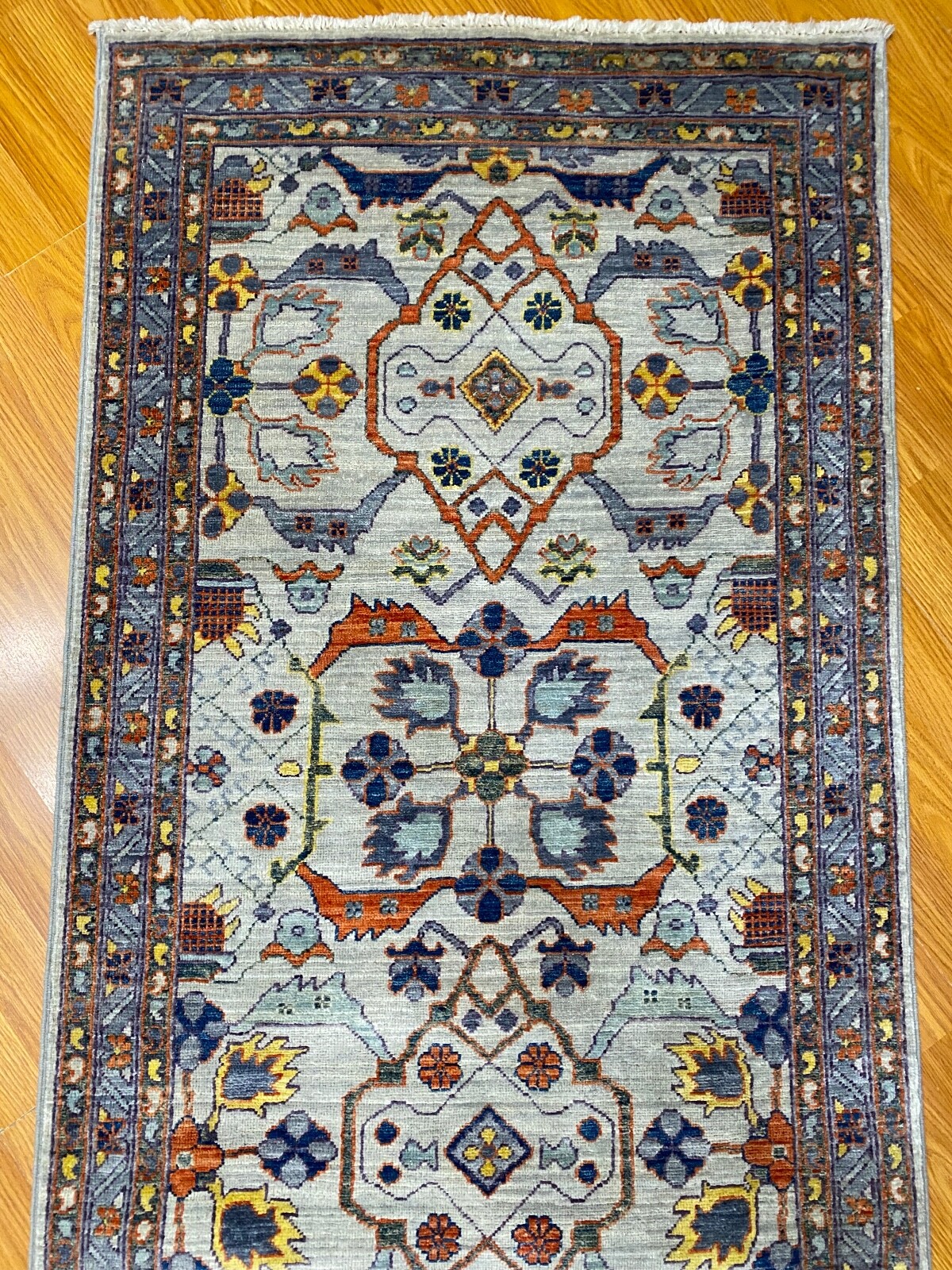 3 X 12 Ft Gray Transitional Afghan Runner Rug