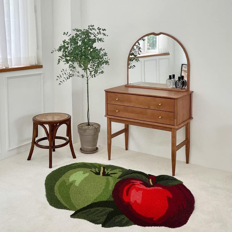 MODERN FRUIT SHAPED AREA RUG RED & GREEN 17.7″ X 31