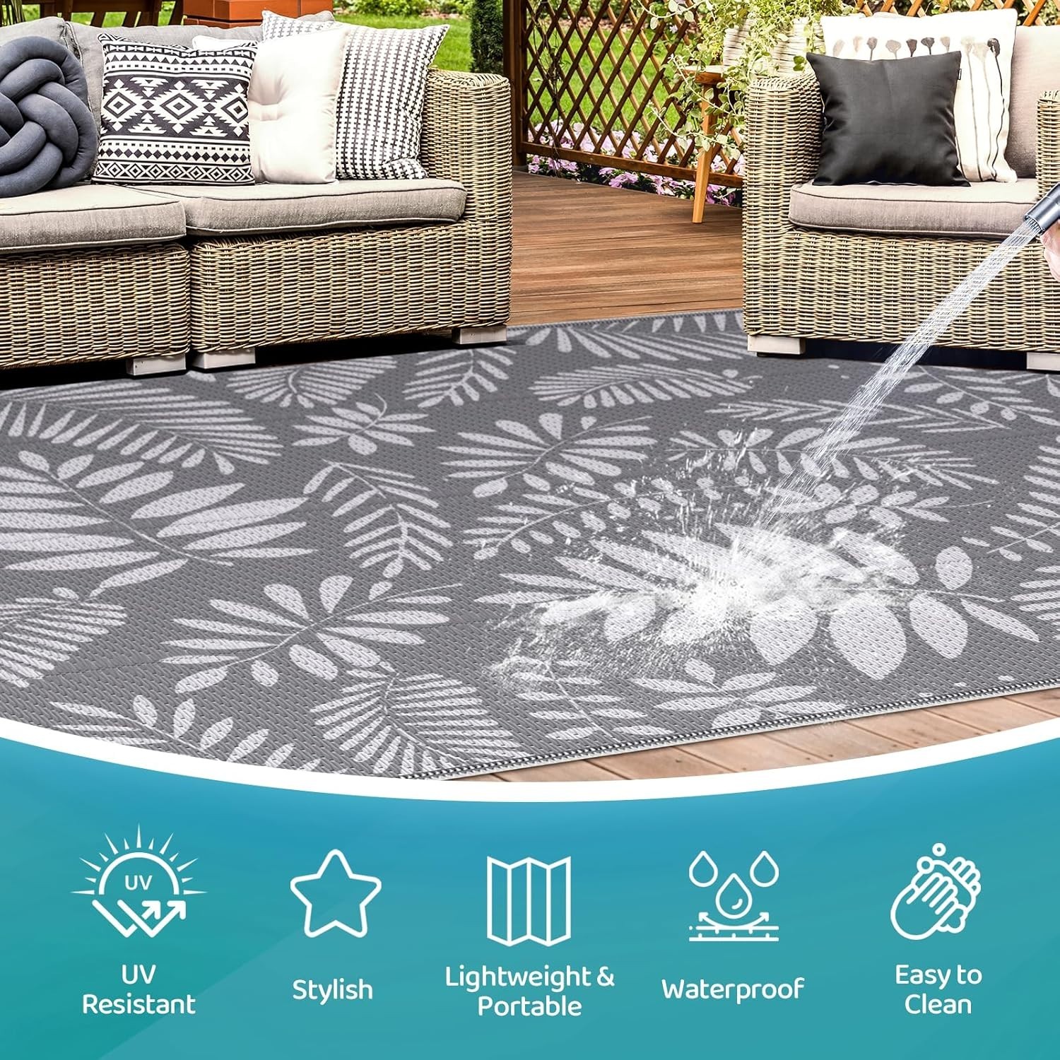 Durable 5’x8′ Outdoor Patio Rug – Easy-Clean Waterproof Mat for Any Occasion