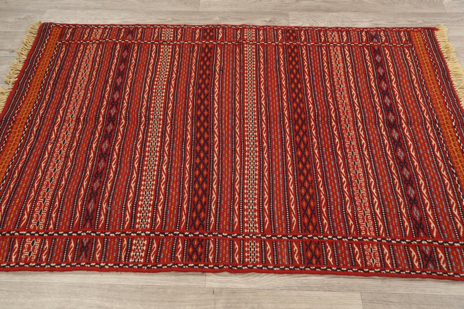 Traditional Tribal Striped Hand-woven Sumak Kilim Area Rug Oriental Carpet 3×5