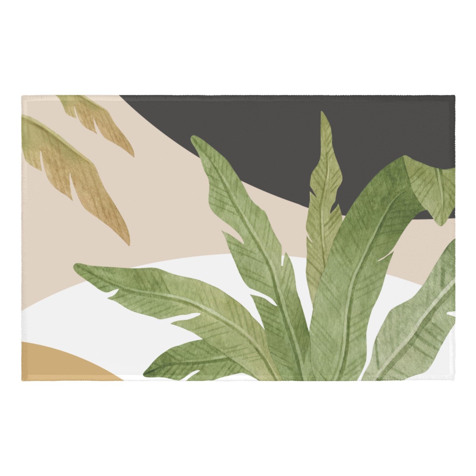 Tropical Area Rug Hawaiian Plant Leaf Carpet Sage Green Palm Tree Washable En…