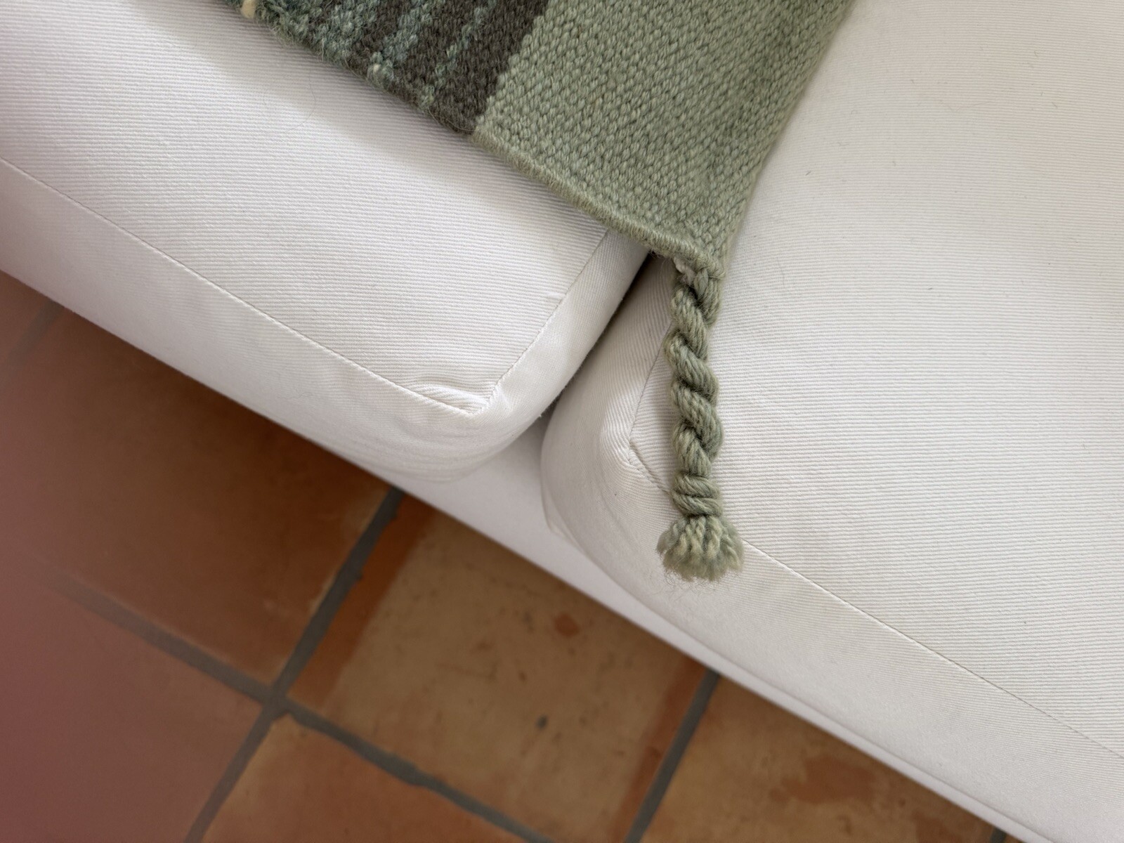 SOUTHWEST WOVEN RUG PUEBLO PATTERN~SAGE, GREYS & OFF WHITE COLORS~32” x 27 3/4”