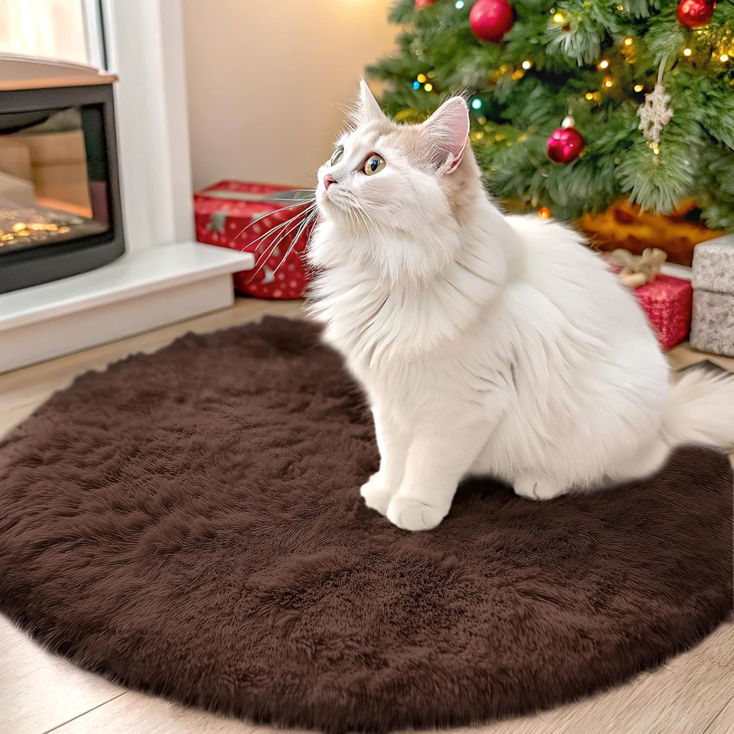 Coffee Round Rugs for Bedroom – Machine Washable, 2′ Circle Area Rugs for