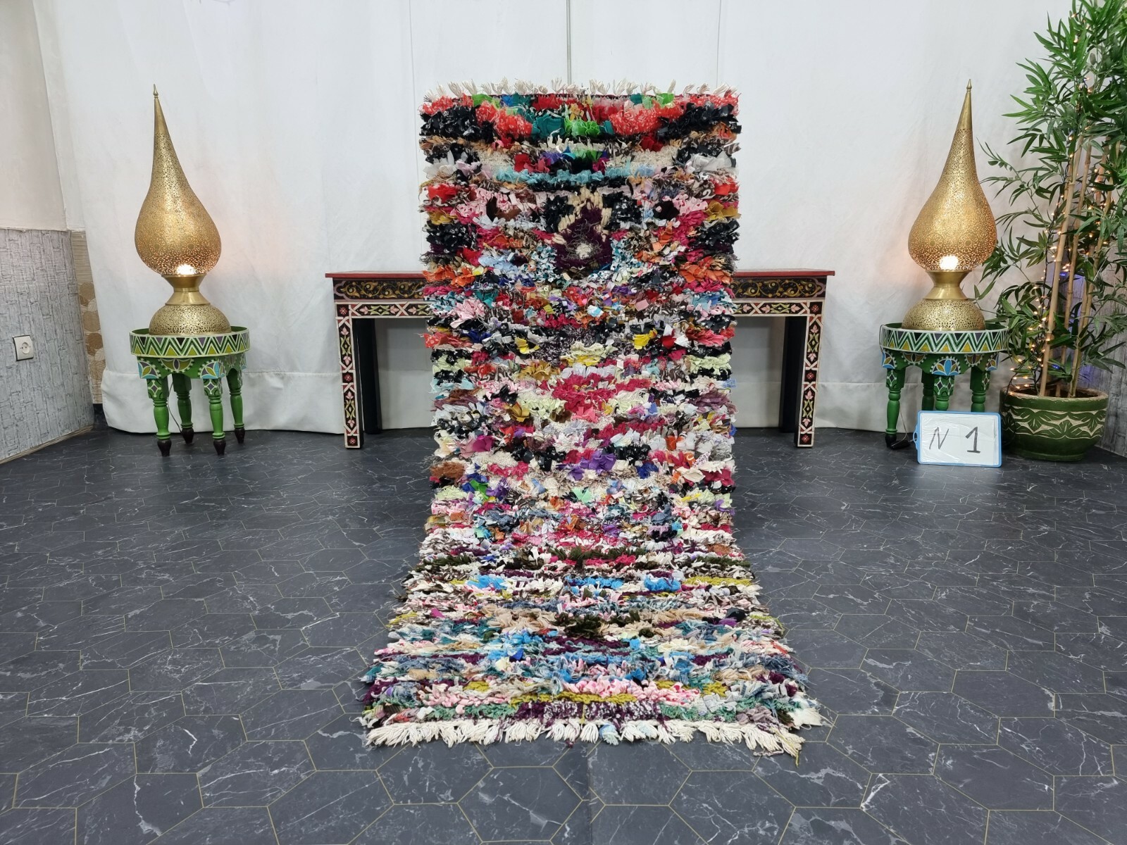 Moroccan Handmade Vintage Boucherouite 2’4″x6’1″ Berber Solid Red Cotton Carpet