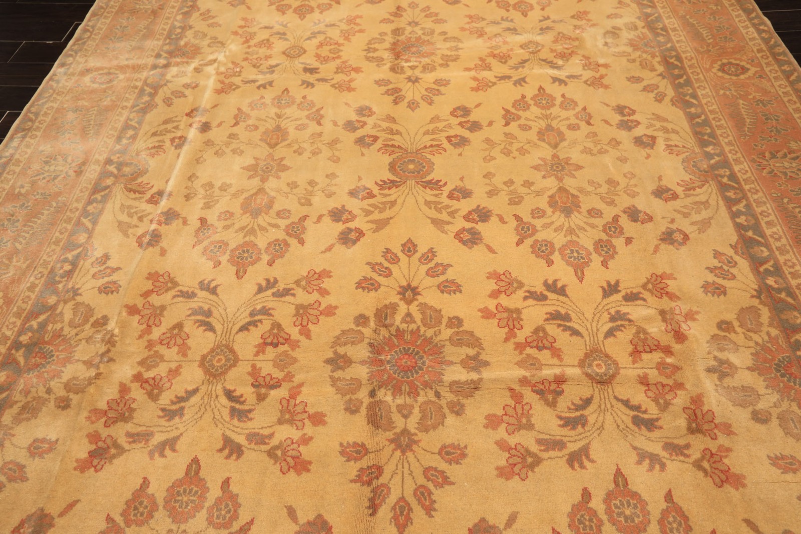 8’11”x11’6″ Hand Knotted Wool Beige Blush Oushak Silky Sheen Rare Egyptian Rug