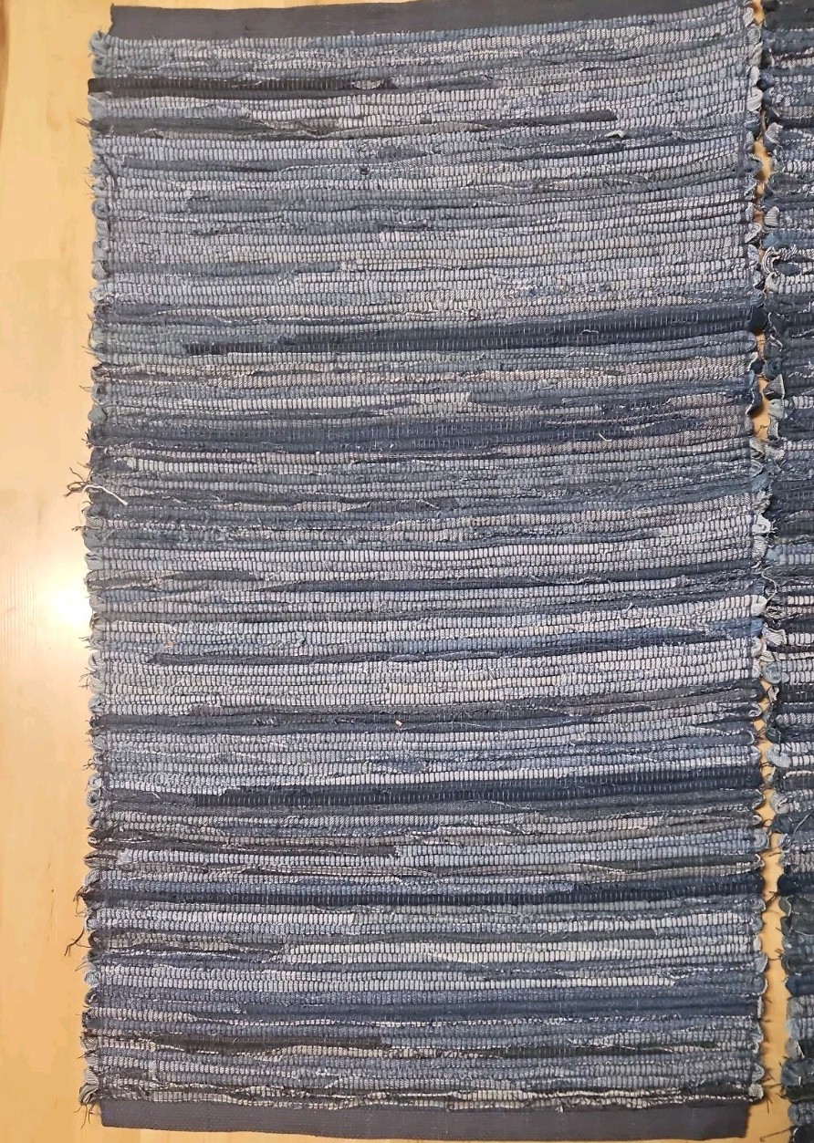 Set Of 2 Handmade Denim Rag Rugs Machine Washable Made In USA
