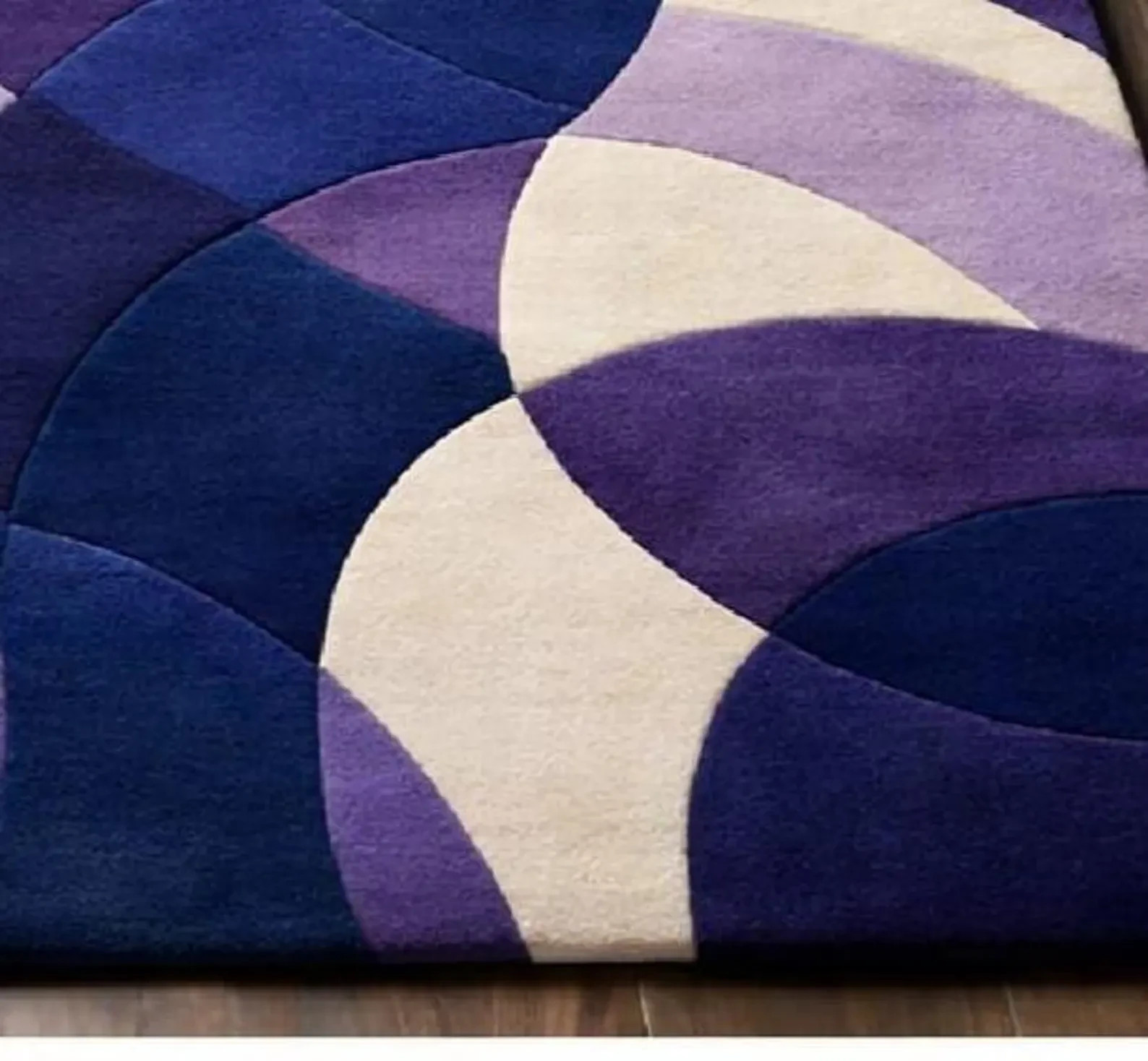 Hand Tufted Purple Blue Geometric Abstract Wool Living Room Area Carpet Rug