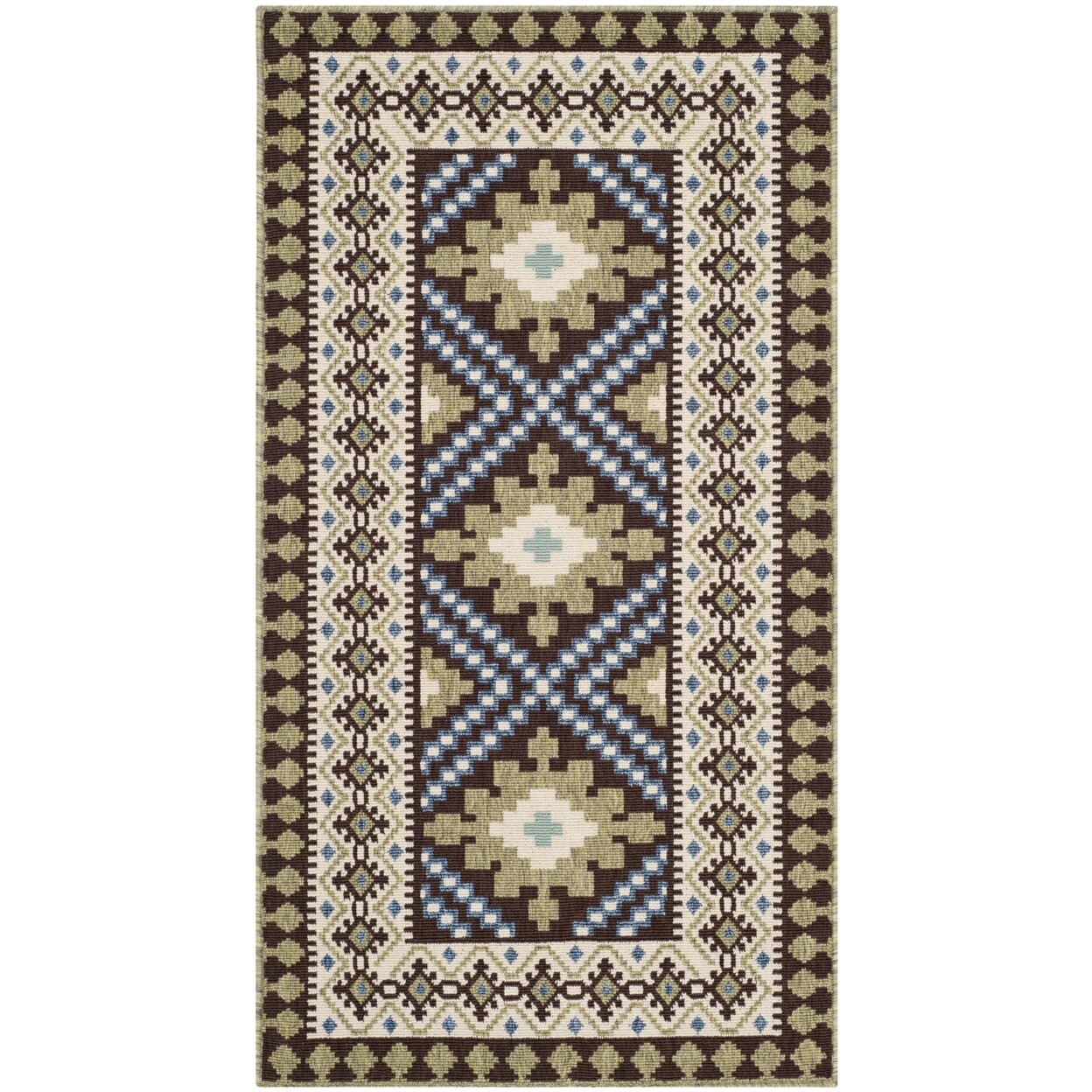 SAFAVIEH Outdoor VER099-0624 Veranda Chocolate / Green Rug