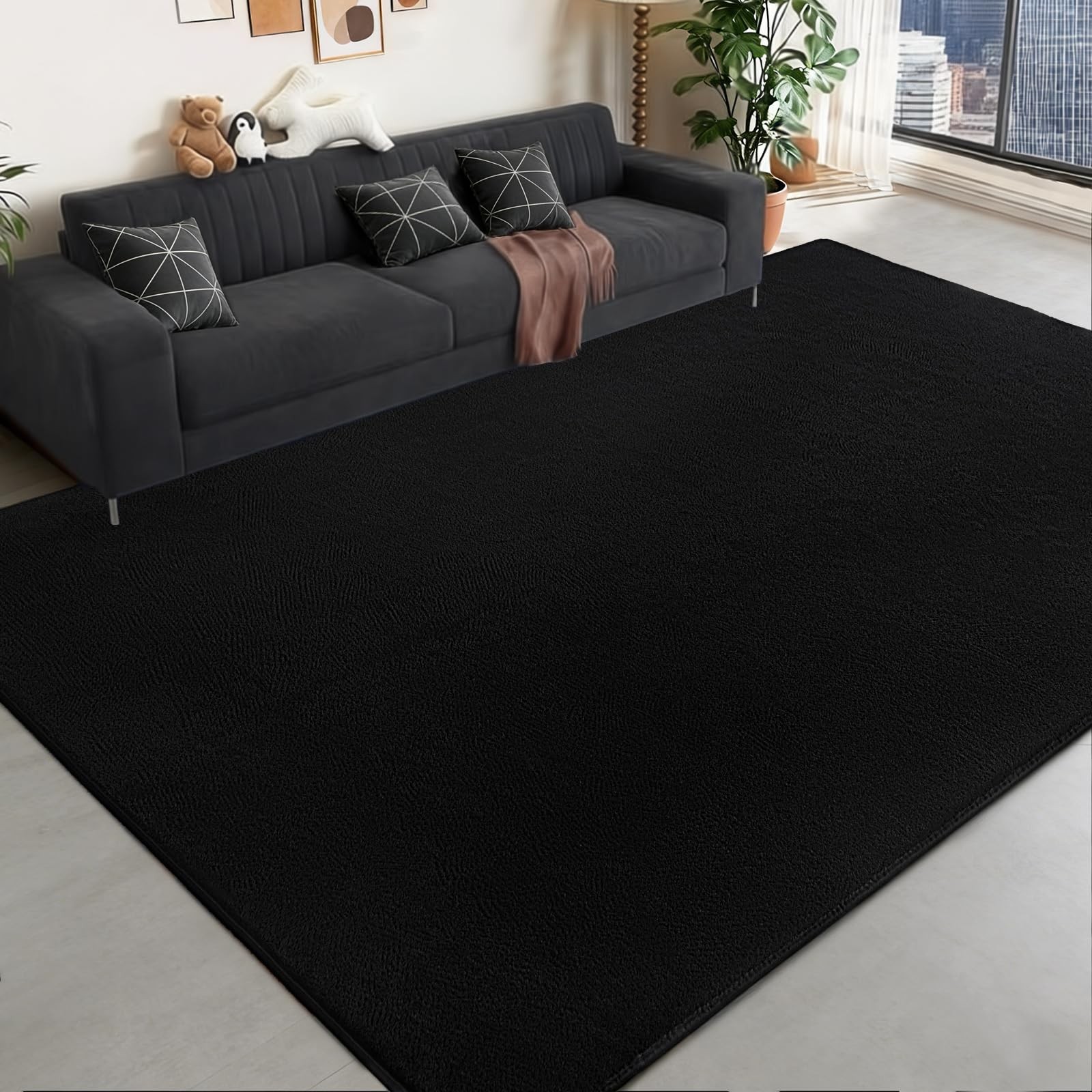 Large Area Rugs for Bedroom Living Room – 4×6 Feet Ultra Soft Black Rug Thick…