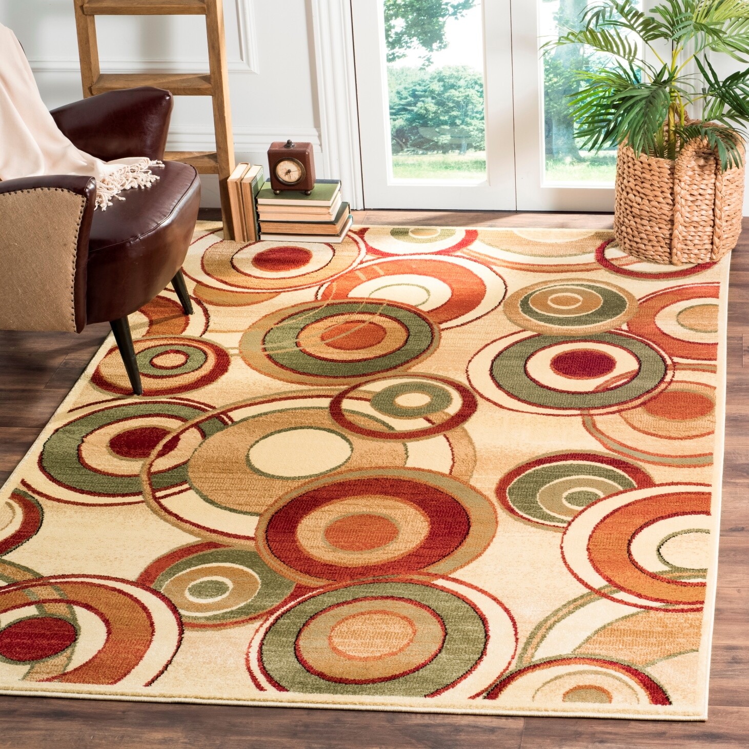 Lyndhurst Ivory / Multi Circle Area Rug 6′ x 9′