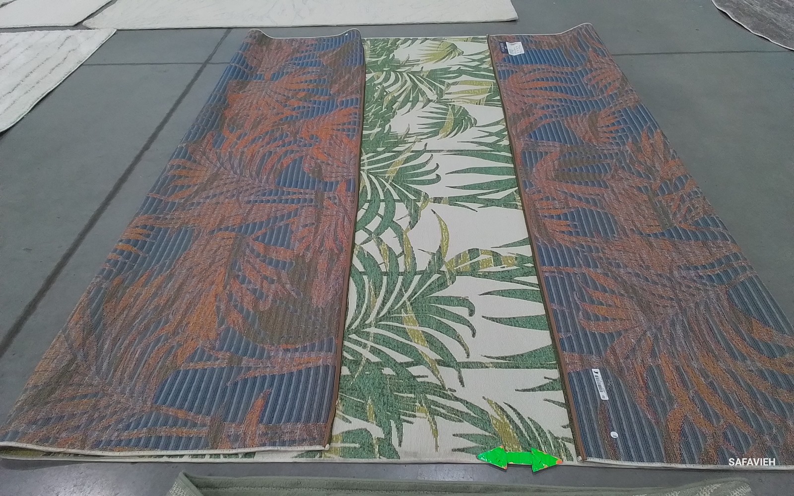 IVORY / GREEN 9′-10″ x 12′-5″ Stained Rug, Reduced Price 1172801577 BAR561A-9
