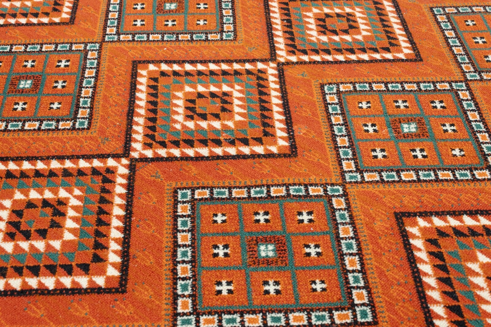 Rectangular Orange Stark Studio Wool Area Rug Geometric Square Design 10’9 x 6