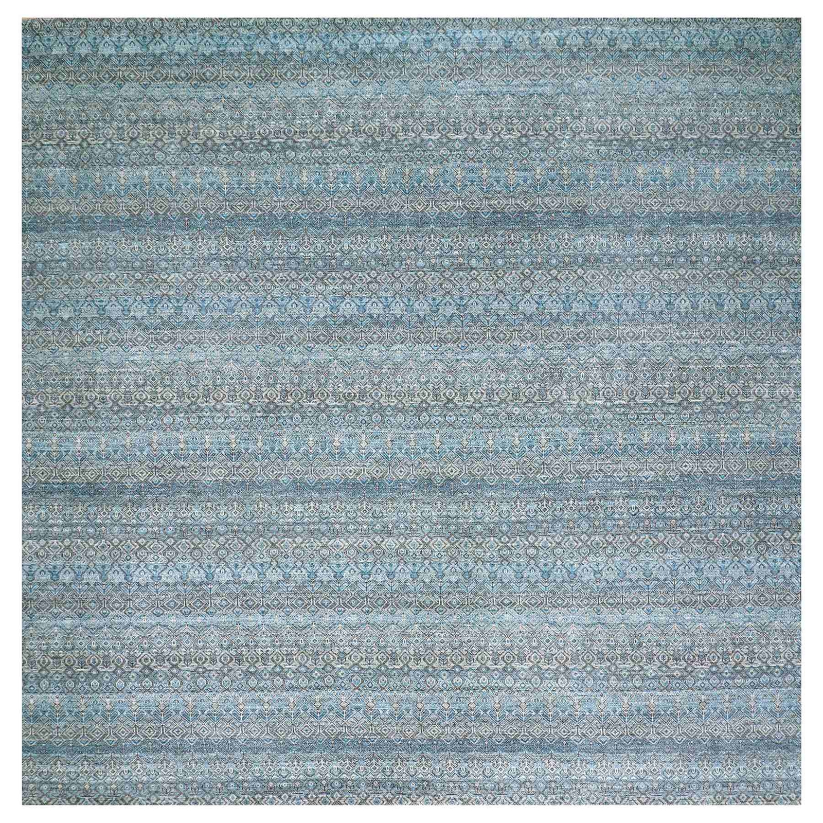 12’x12′ Blue 100% Wool Hand Knotted Kohinoor Herrita Design Square Rug R79768