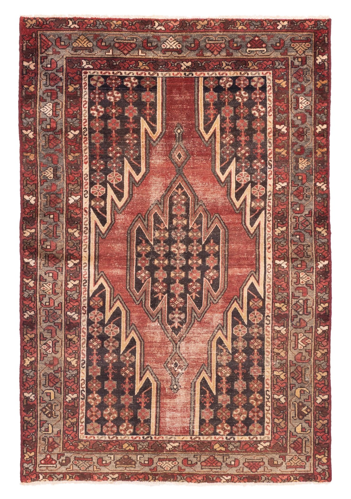 Vintage Hand-Knotted Carpet 4’2″ x 6’2″ Traditional Oriental Wool Area Rug