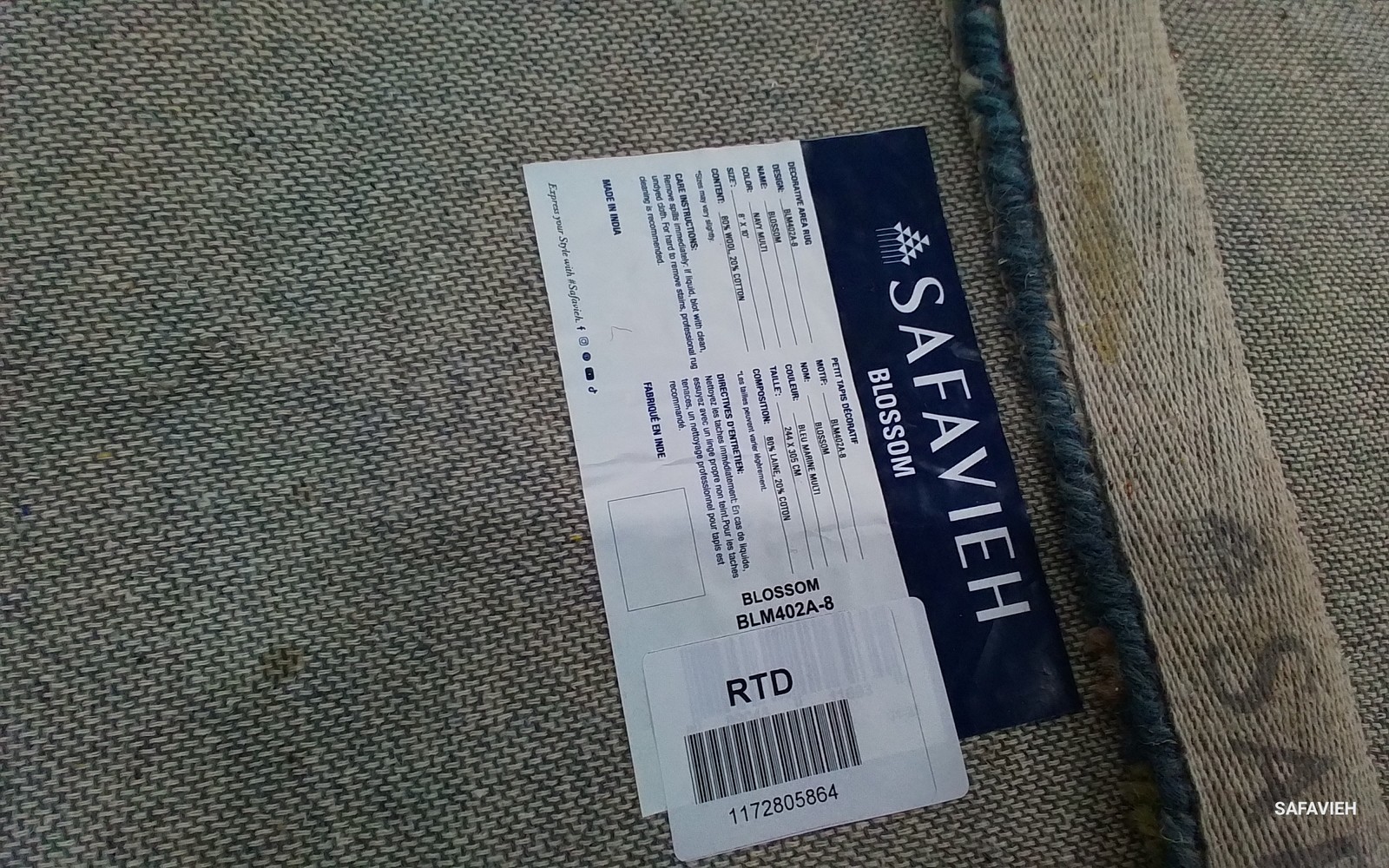 NAVY / MULTI 8′-0″ x 10′-0″ Back Stain Rug, Reduced Price 1172805864 BLM402A-8