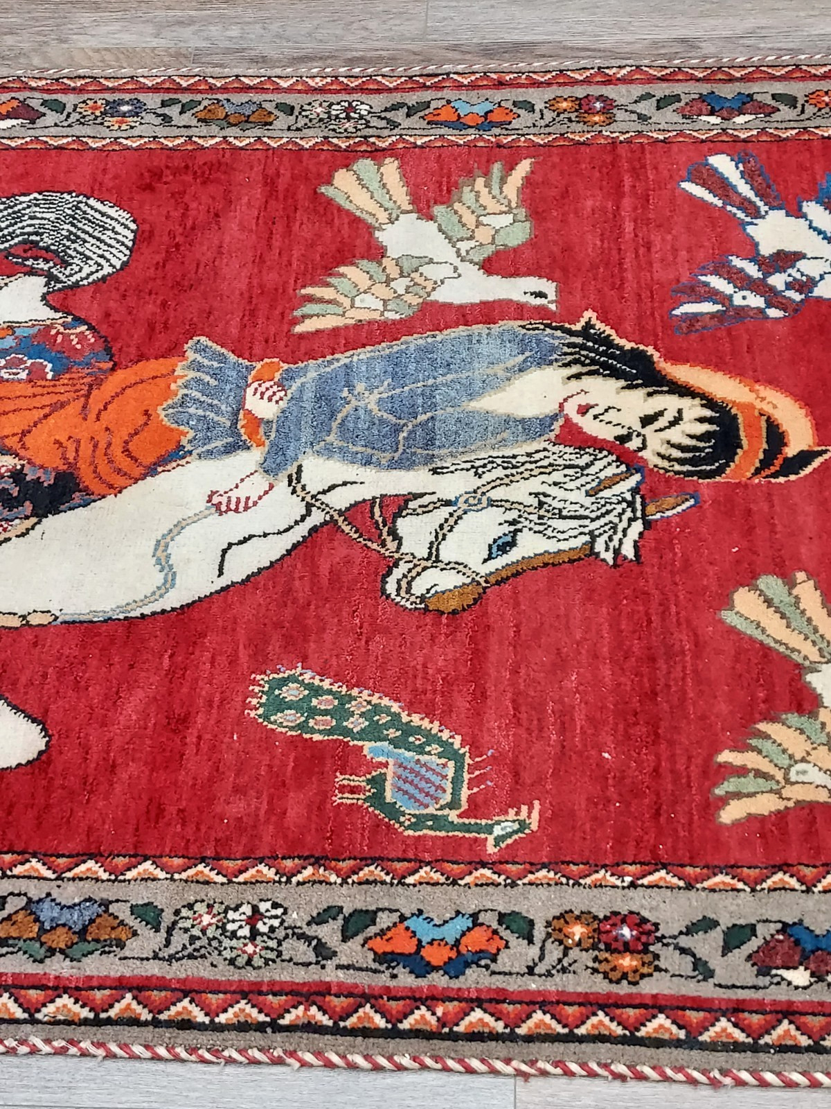 (Tree Of Life) Birds Deer Turkish Village Life Bohemian Turkish Rug, 4×6 Ft