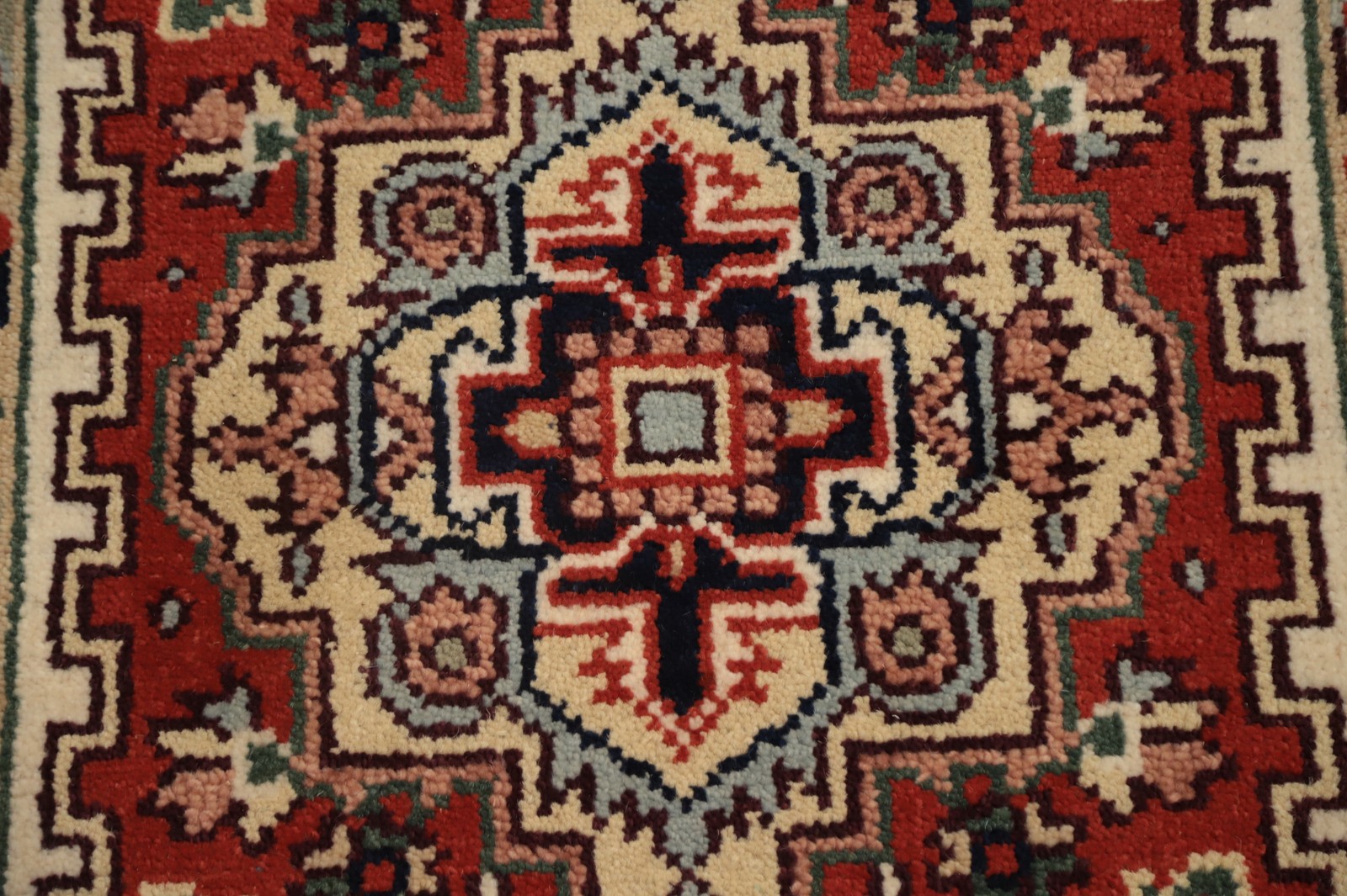 Geometric Handmade Accent Rug 3×5 Wool Traditional Foyer Rust/ Navy Blue Carpet