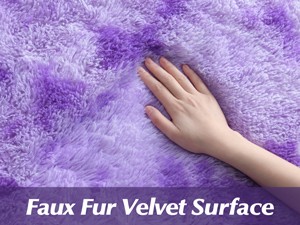 Purple Tie-Dyed Large Rugs for Living Room, 4×6 Feet Shaggy Rug Fluffy Throw