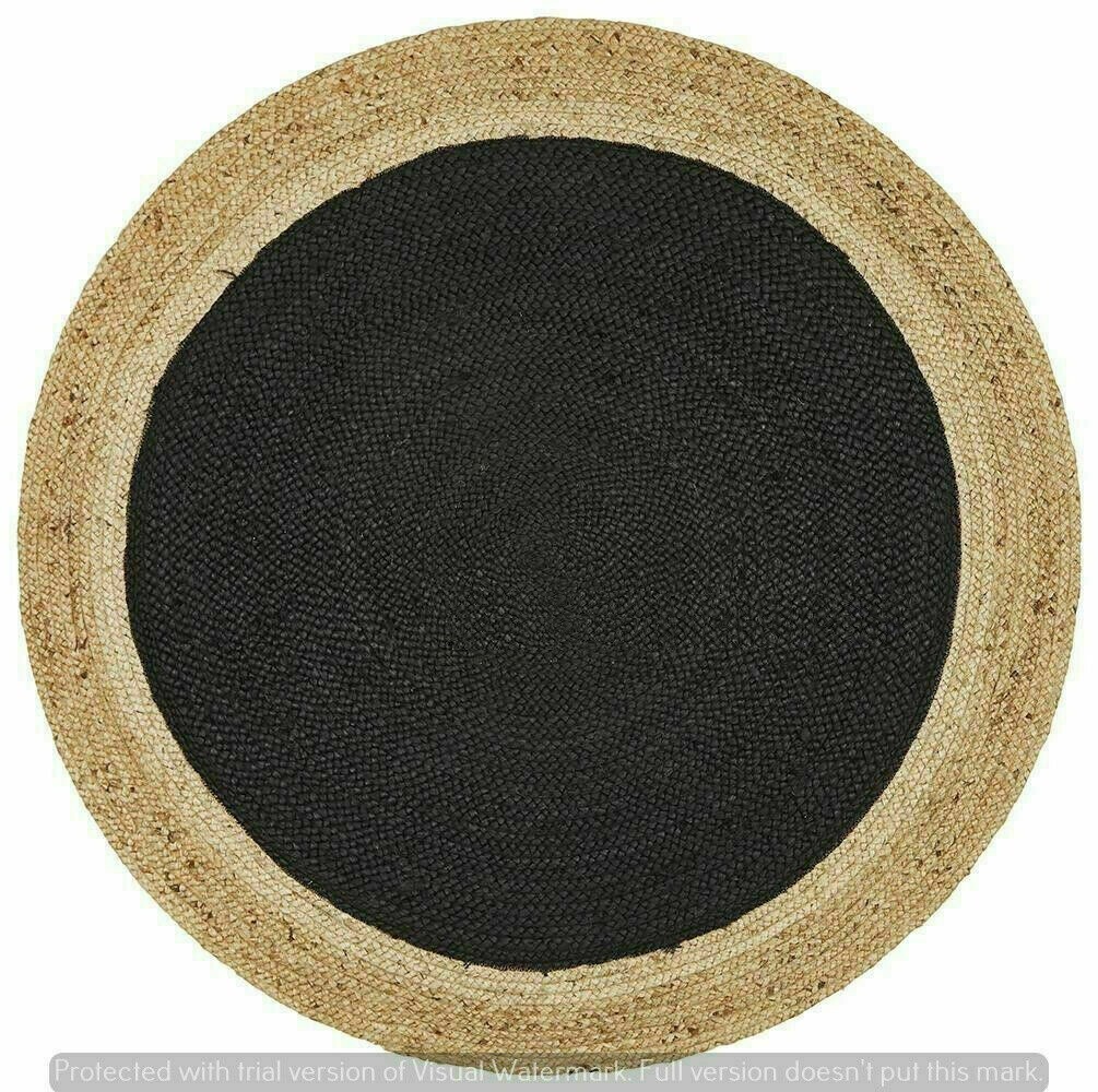 Jute Rugs for Living Room Natural Border Hand Braided Round Area Rug Rustic Rugs