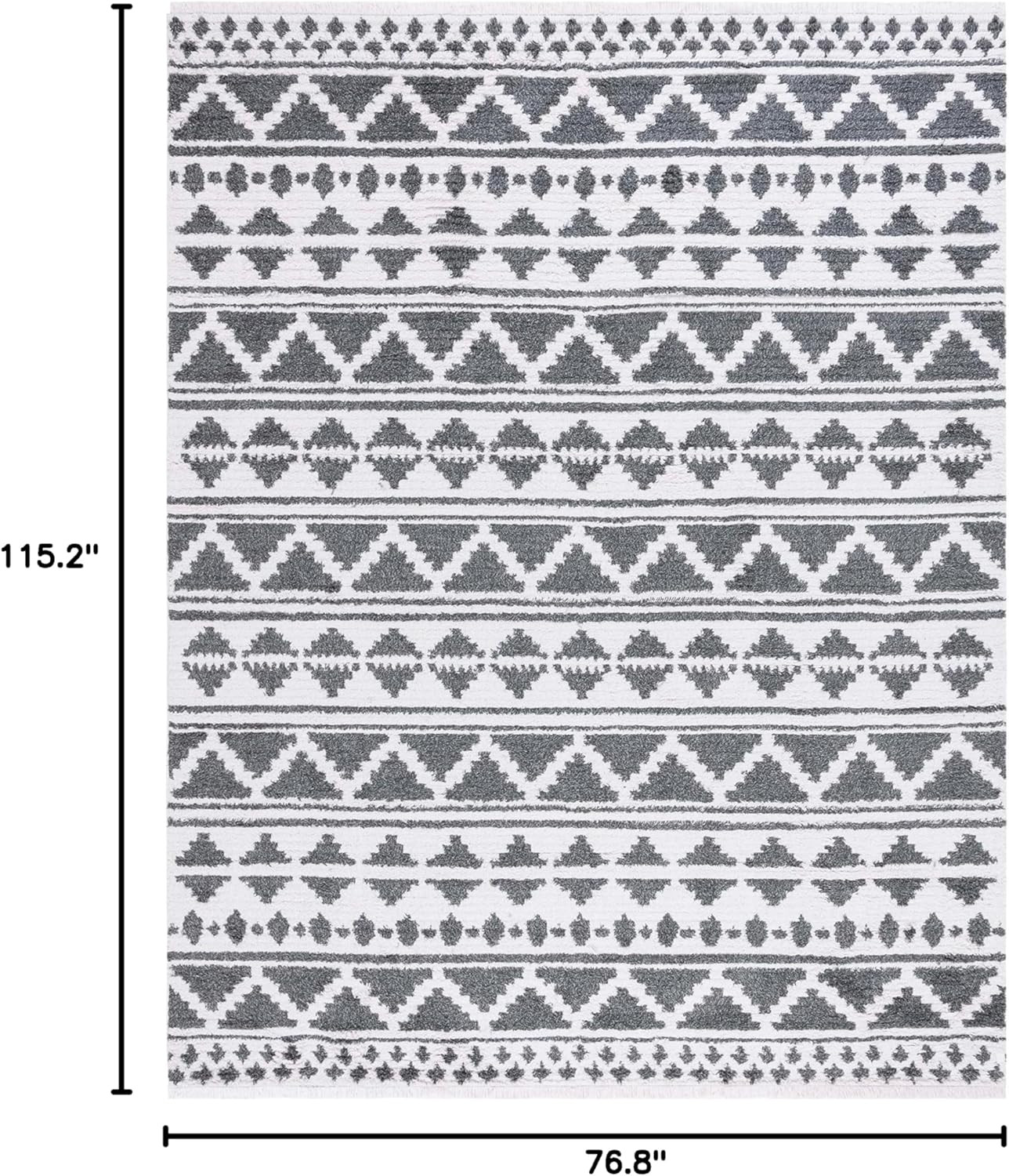 Augustine Area Rug 6’4″ x 9’6″ – Ivory & Grey Boho Design, Easy Care