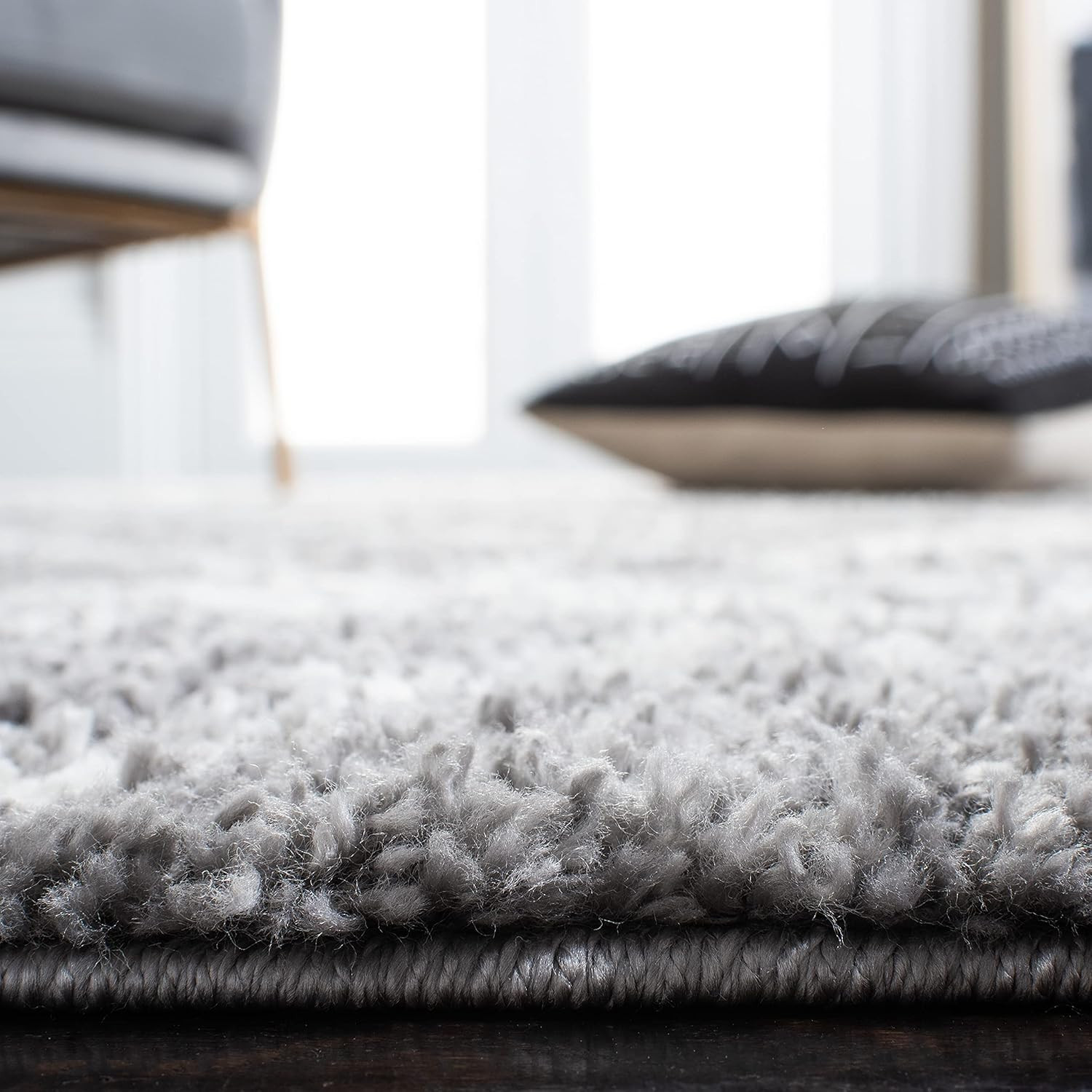 Light Grey/Cream 8′ x 10′ Berber Shag Moroccan Non-Shedding Area Rug