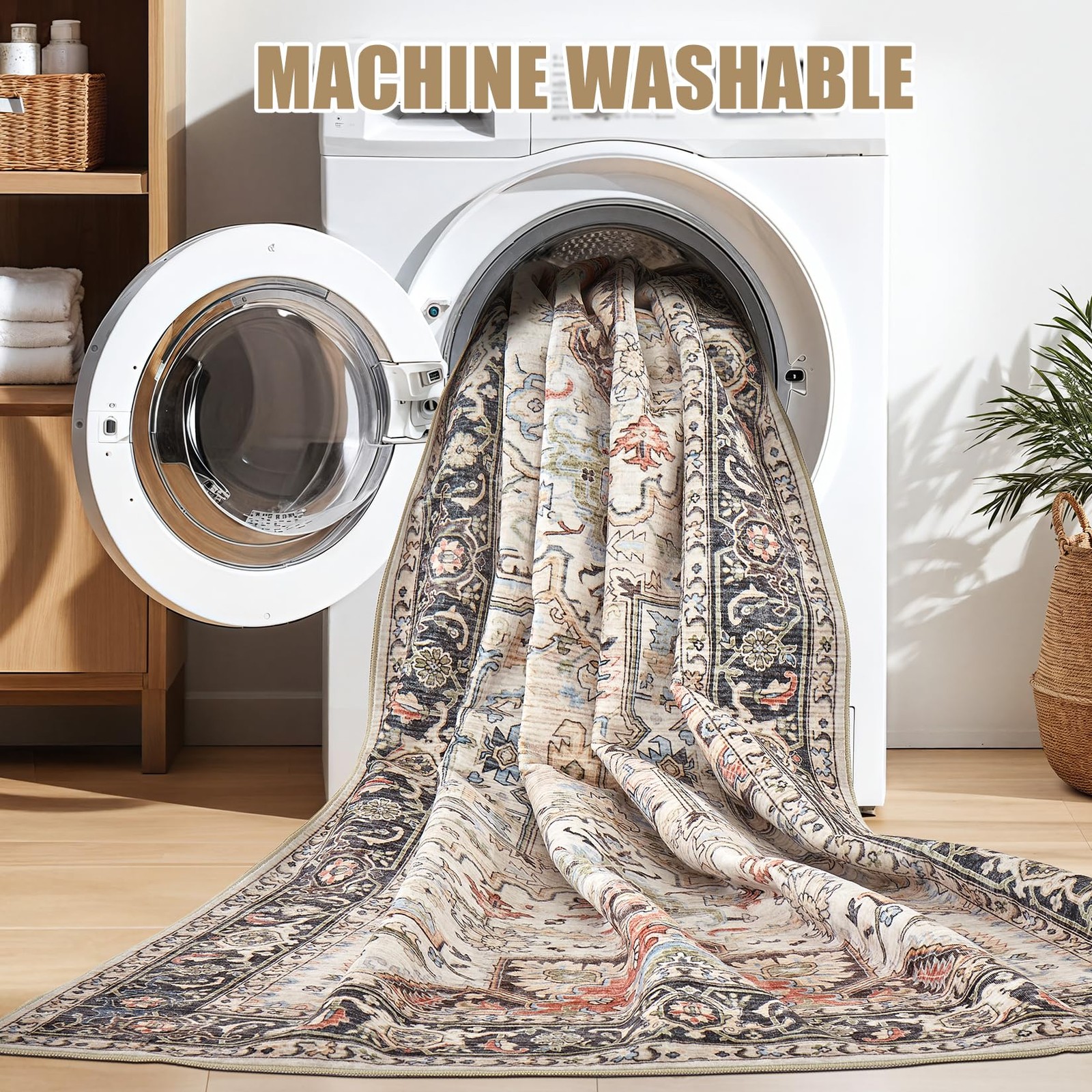 Vintage 6×9 Rugs for Living Room Washable Area Rug Multi Color
